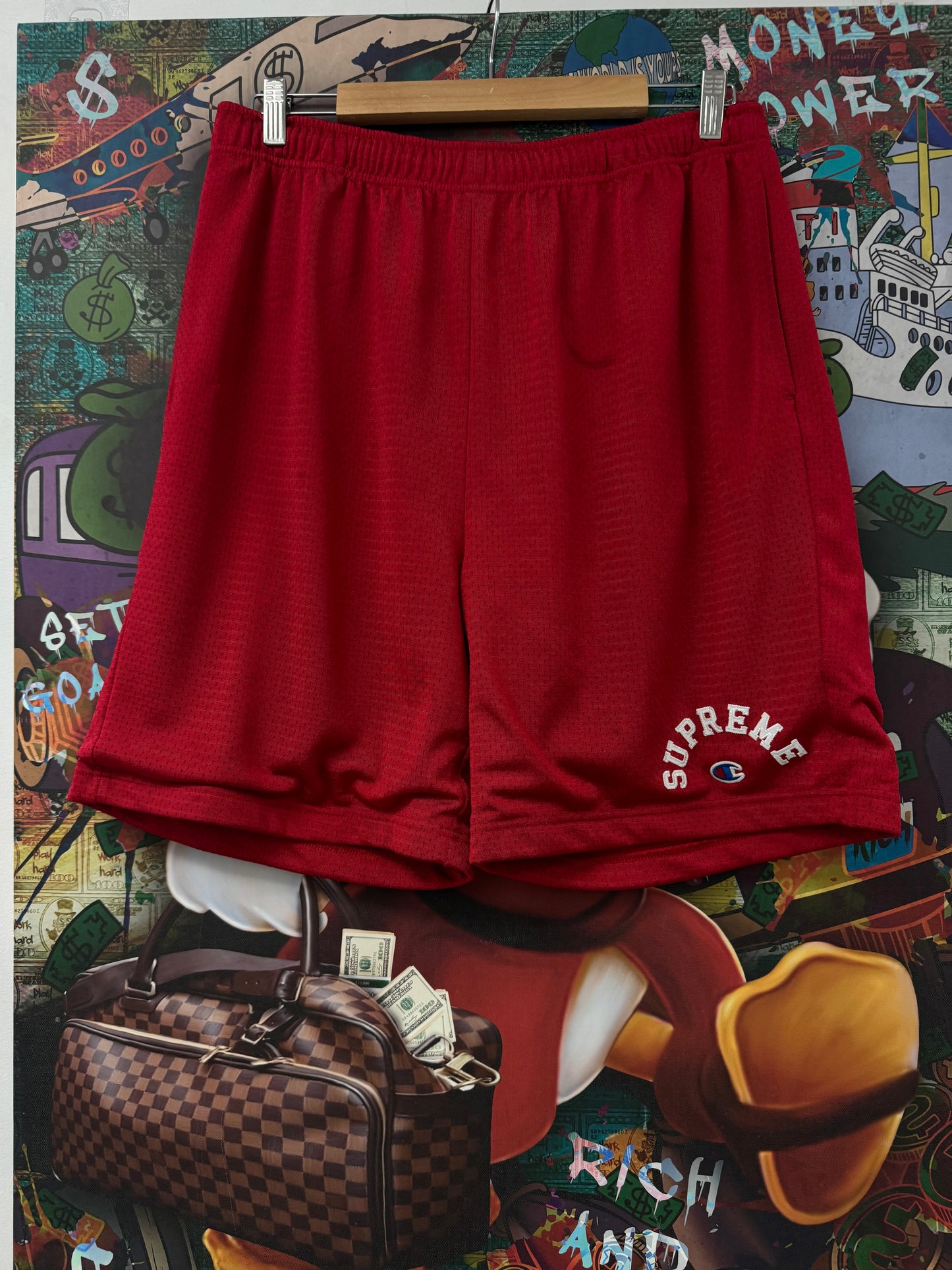 Supreme Champion Arc Logo Mesh Shorts Red Used Small (Fits Big) N/A