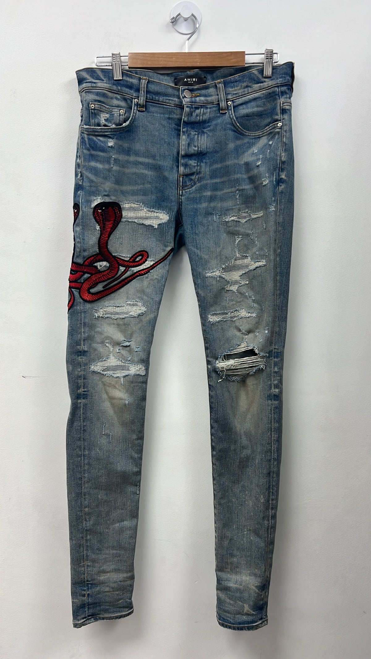 Amiri Light Wash Red Cobra Jeans