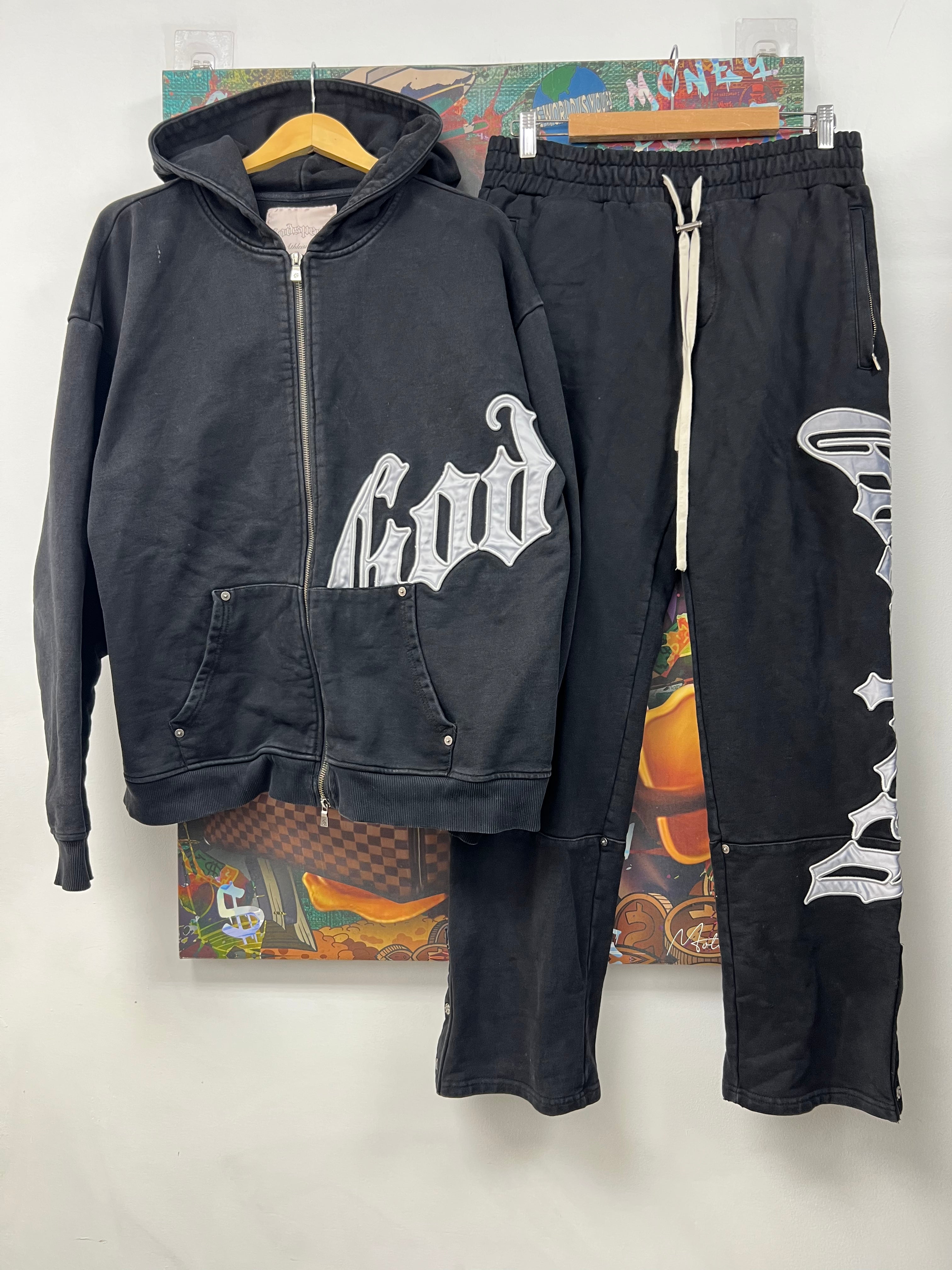 Godspeed Black Wash Silver OG Logo Sweatsuit