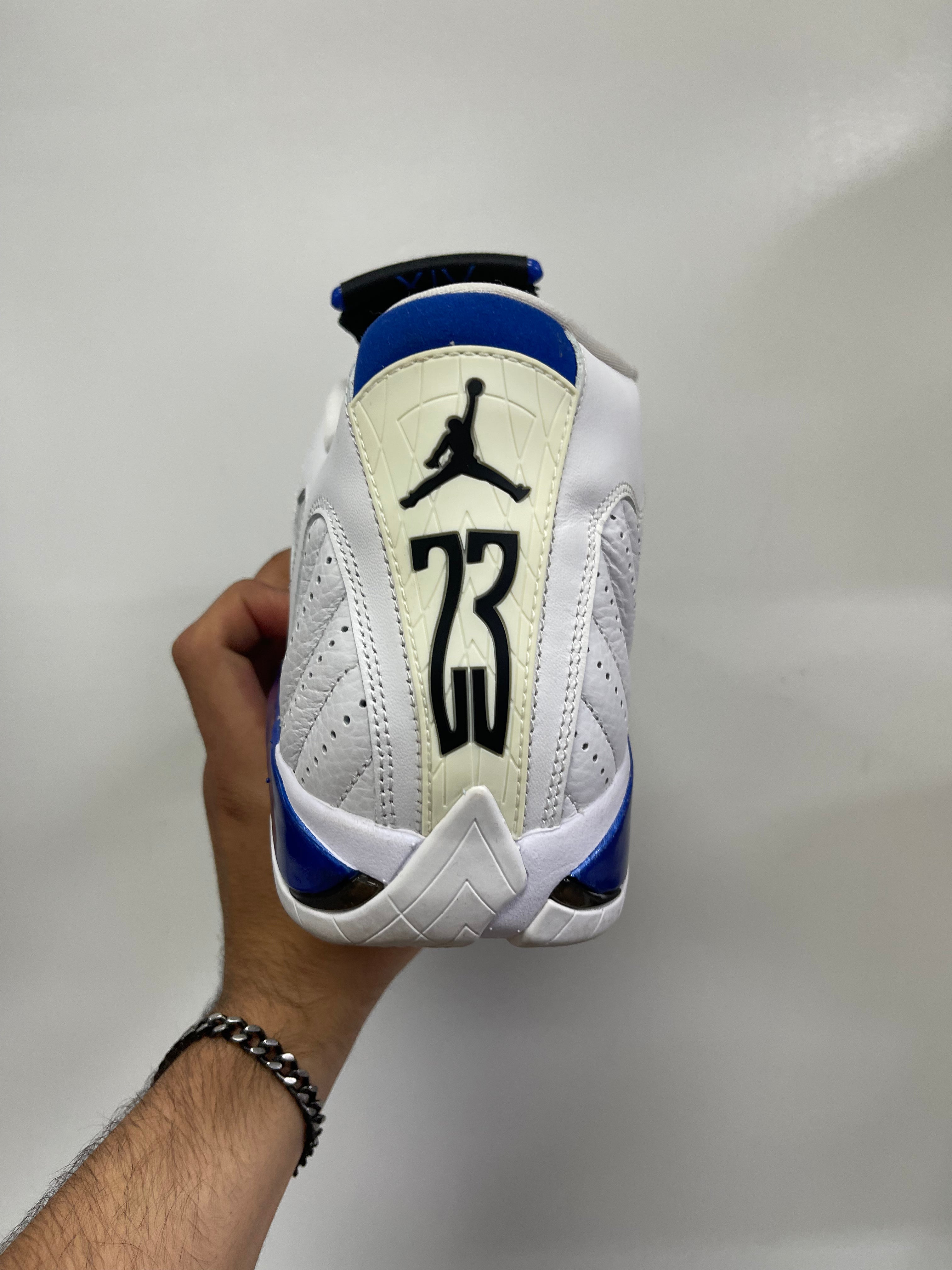 Jordan 14 White Hyper Royal Sneakers