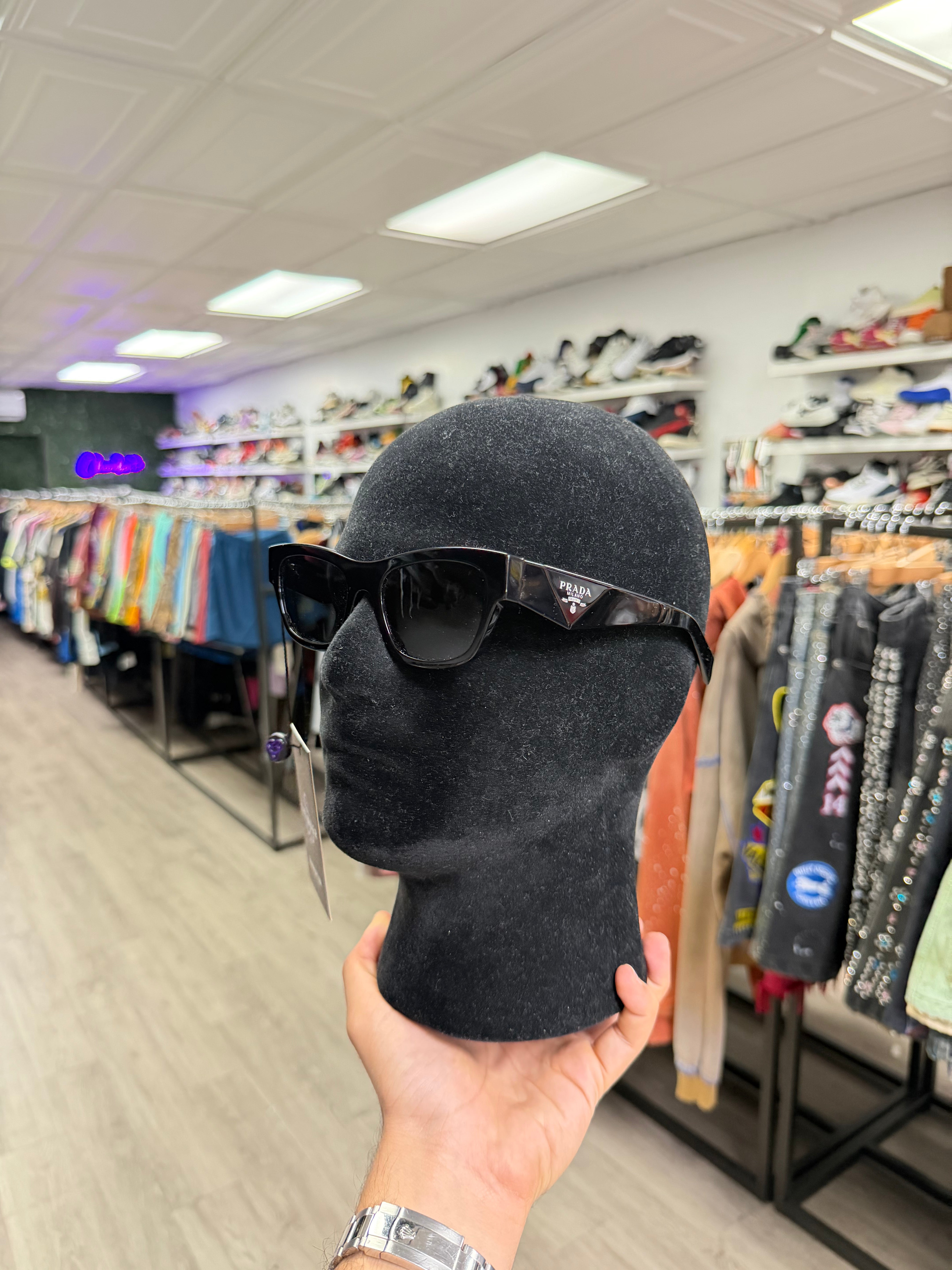 Prada Black Triangle Logo Sunglasses