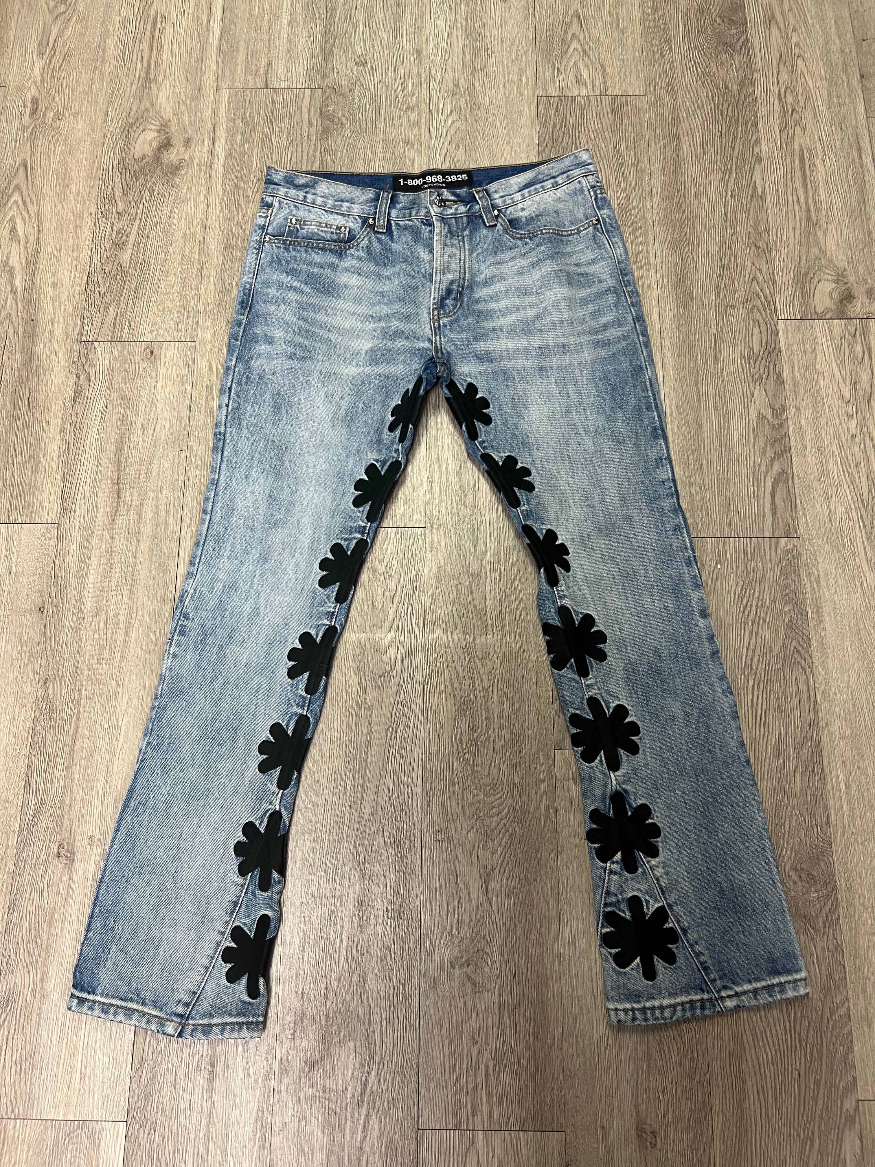 LOST SHDWS Light Wash Black Stars Jeans