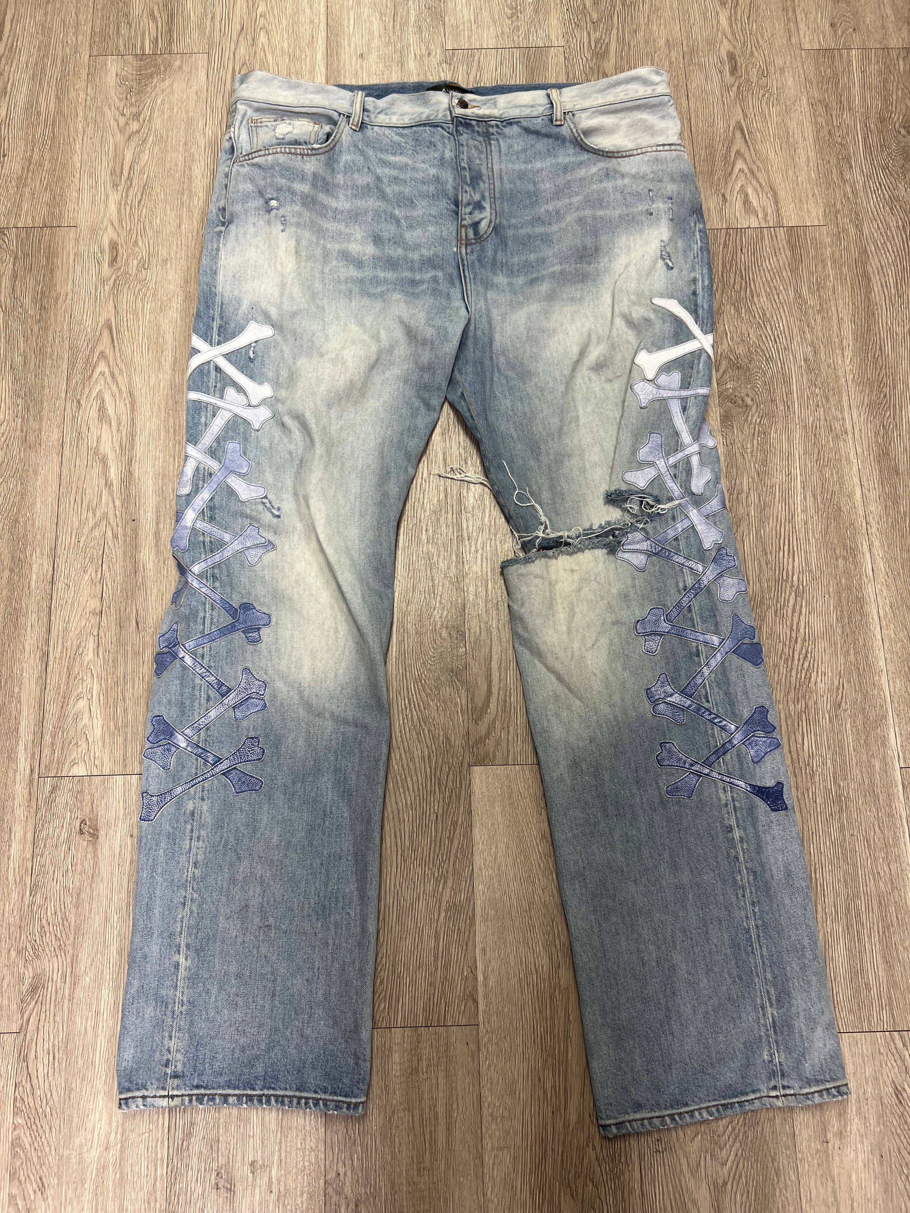 Amiri Light Wash Blue Gradient Bone Straight Leg Jeans