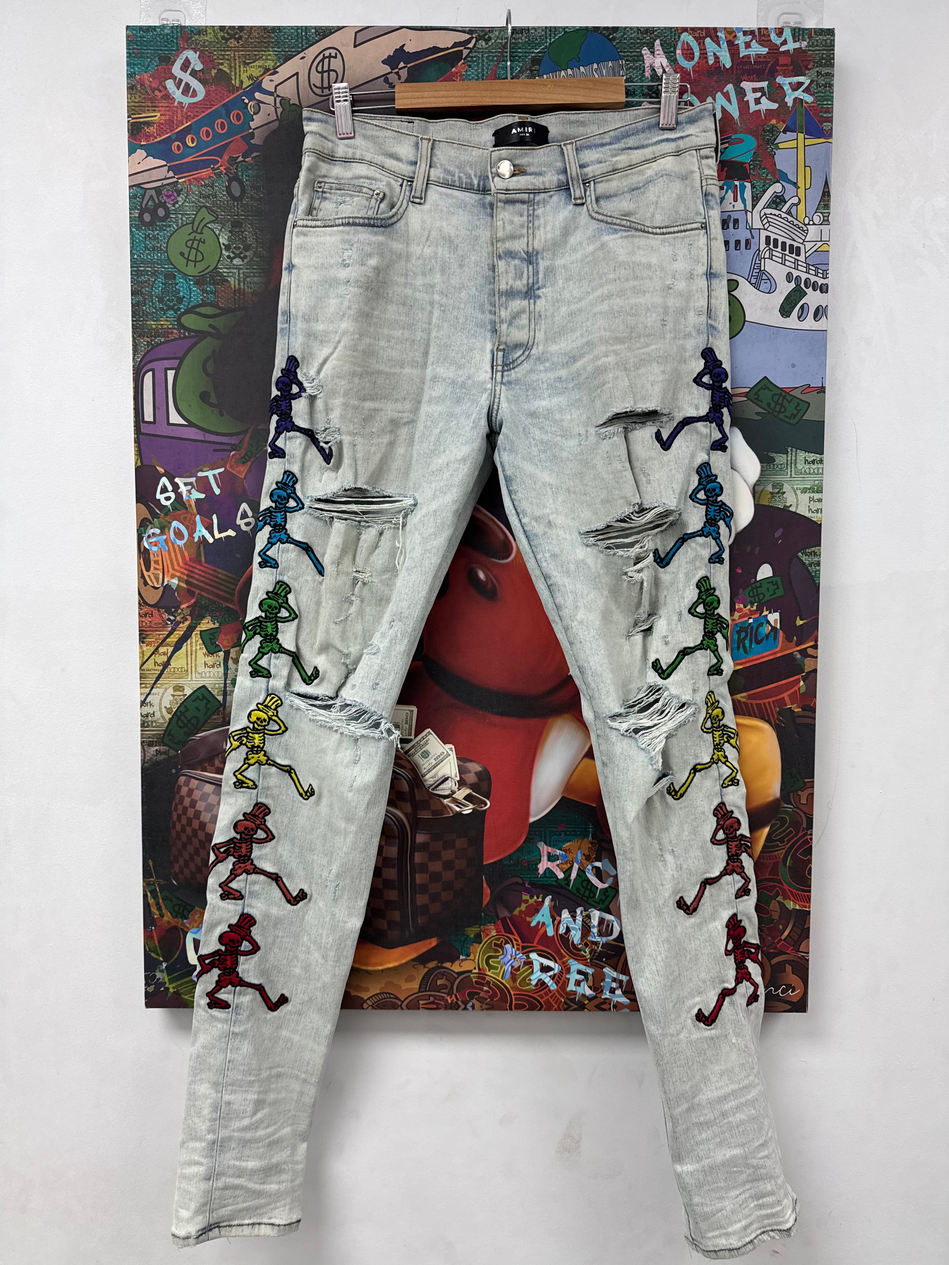 Amiri Jeans Light Wash Grateful Dead Used 34