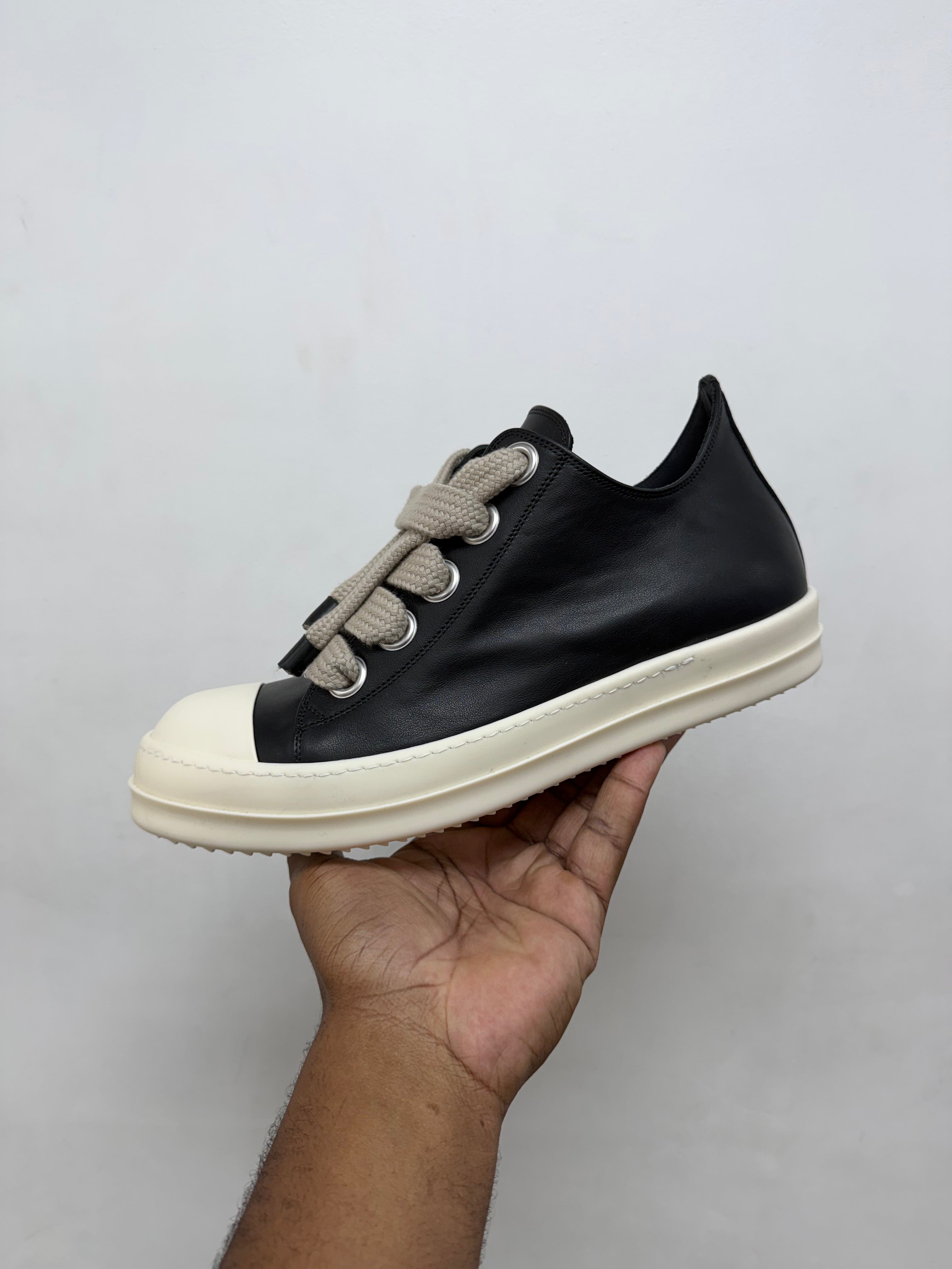 Rick Owens Black & Milk 'Mainline' Jumbo Lace Ramone Low Sneakers