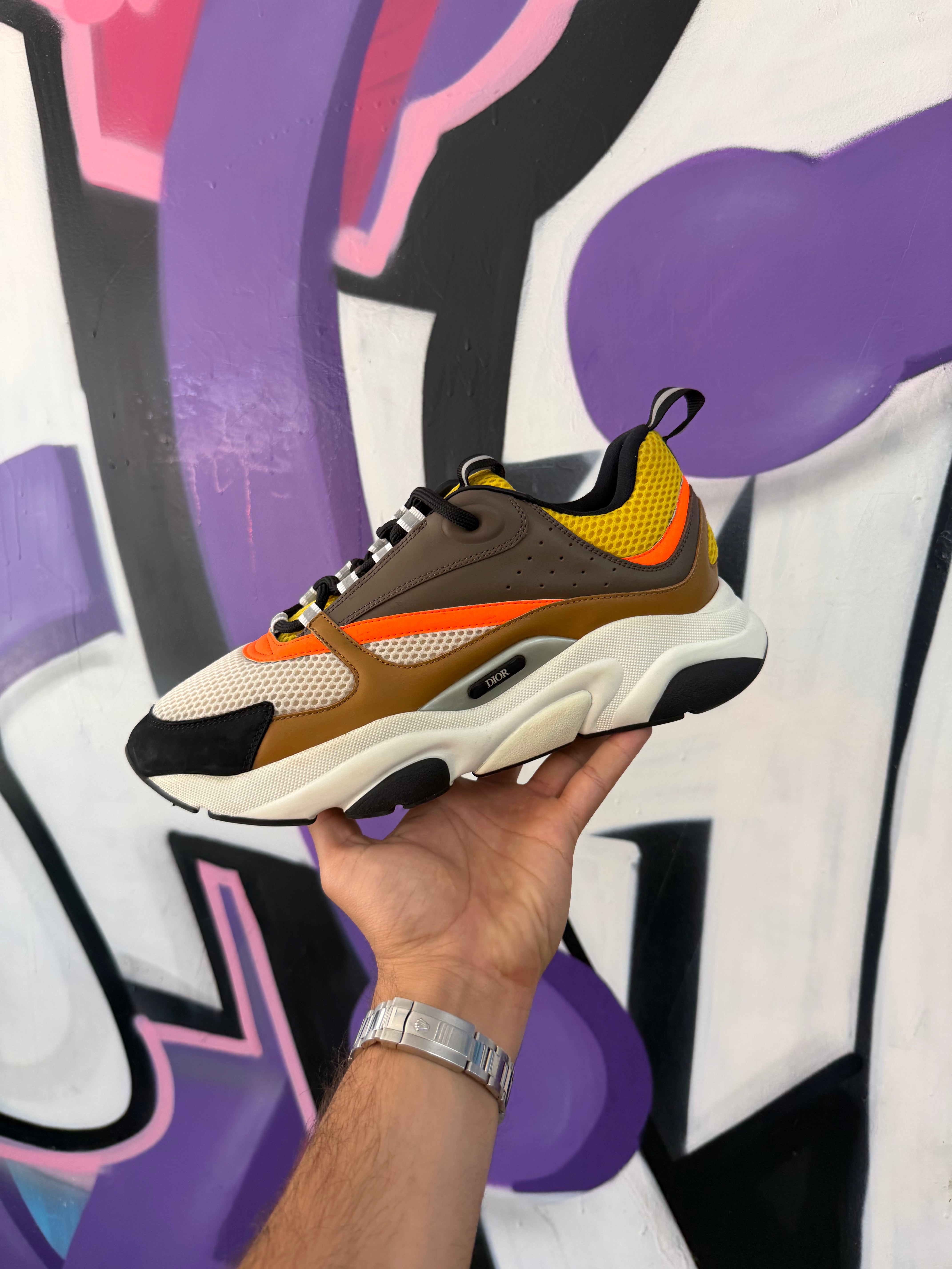 Dior B22 Brown Yellow Orange Sneakers