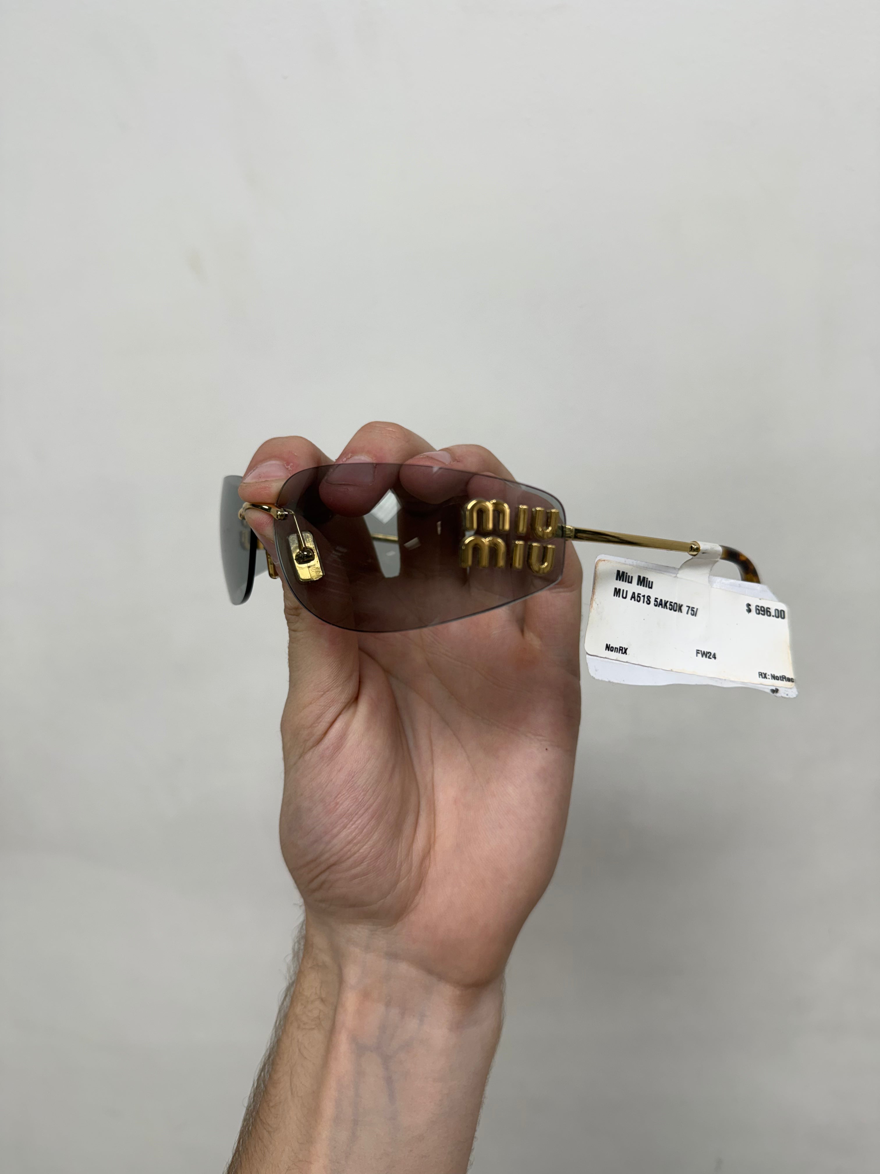 Miu Miu Gold Aube Rimless Glasses