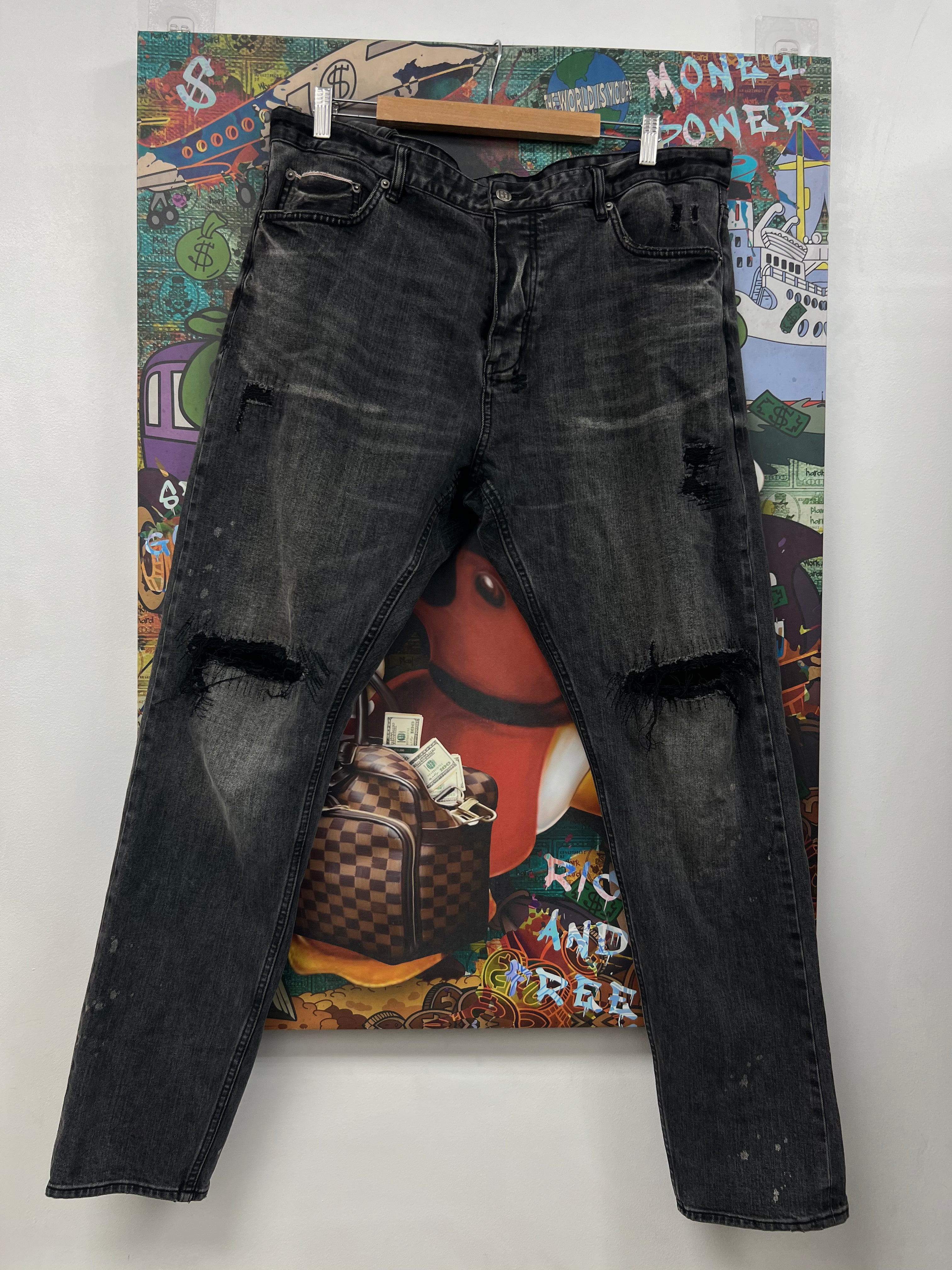 Ksubi Black Wash Red Plain Jeans