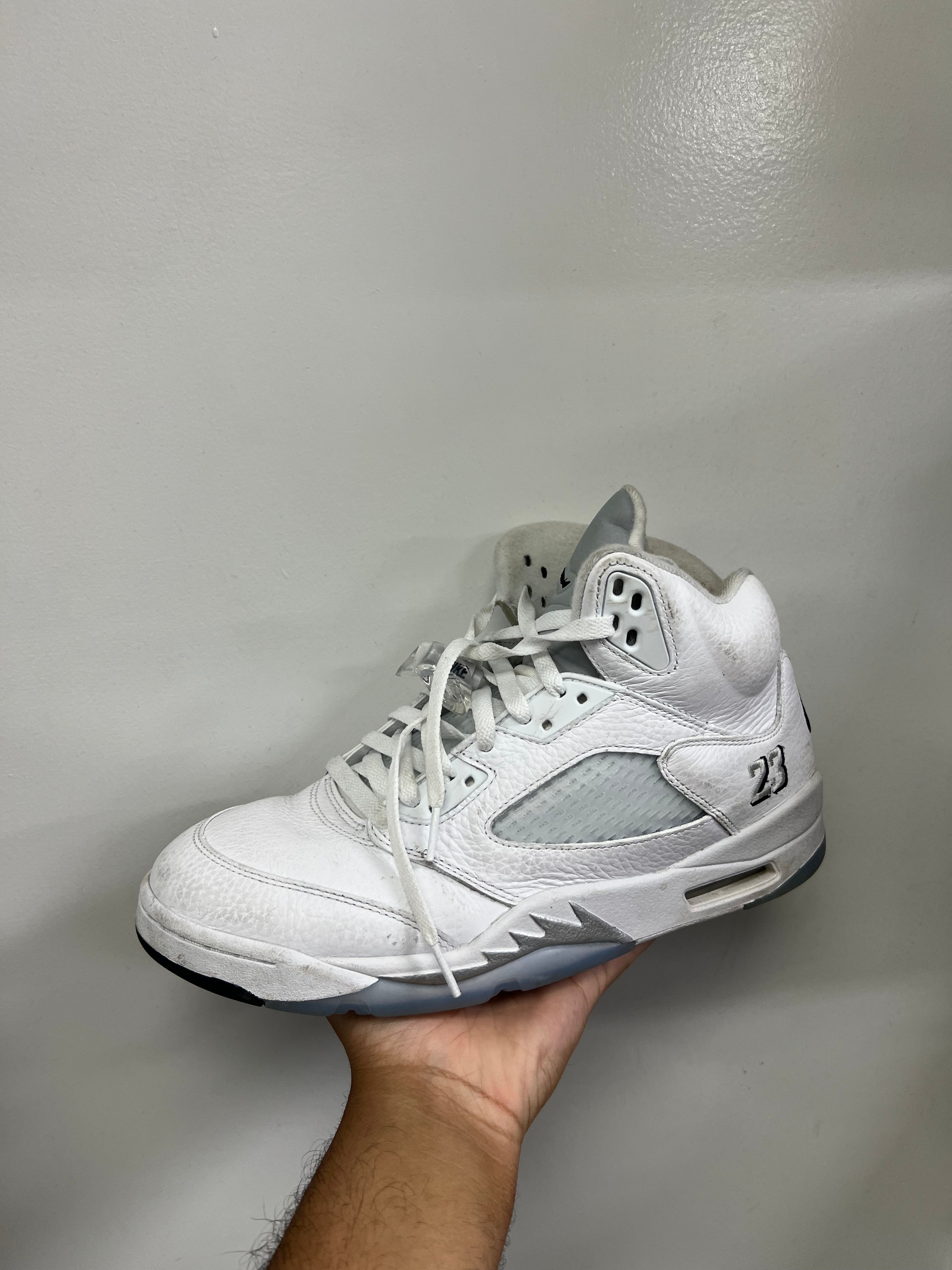 Jordan 5 White Metallic Sneakers