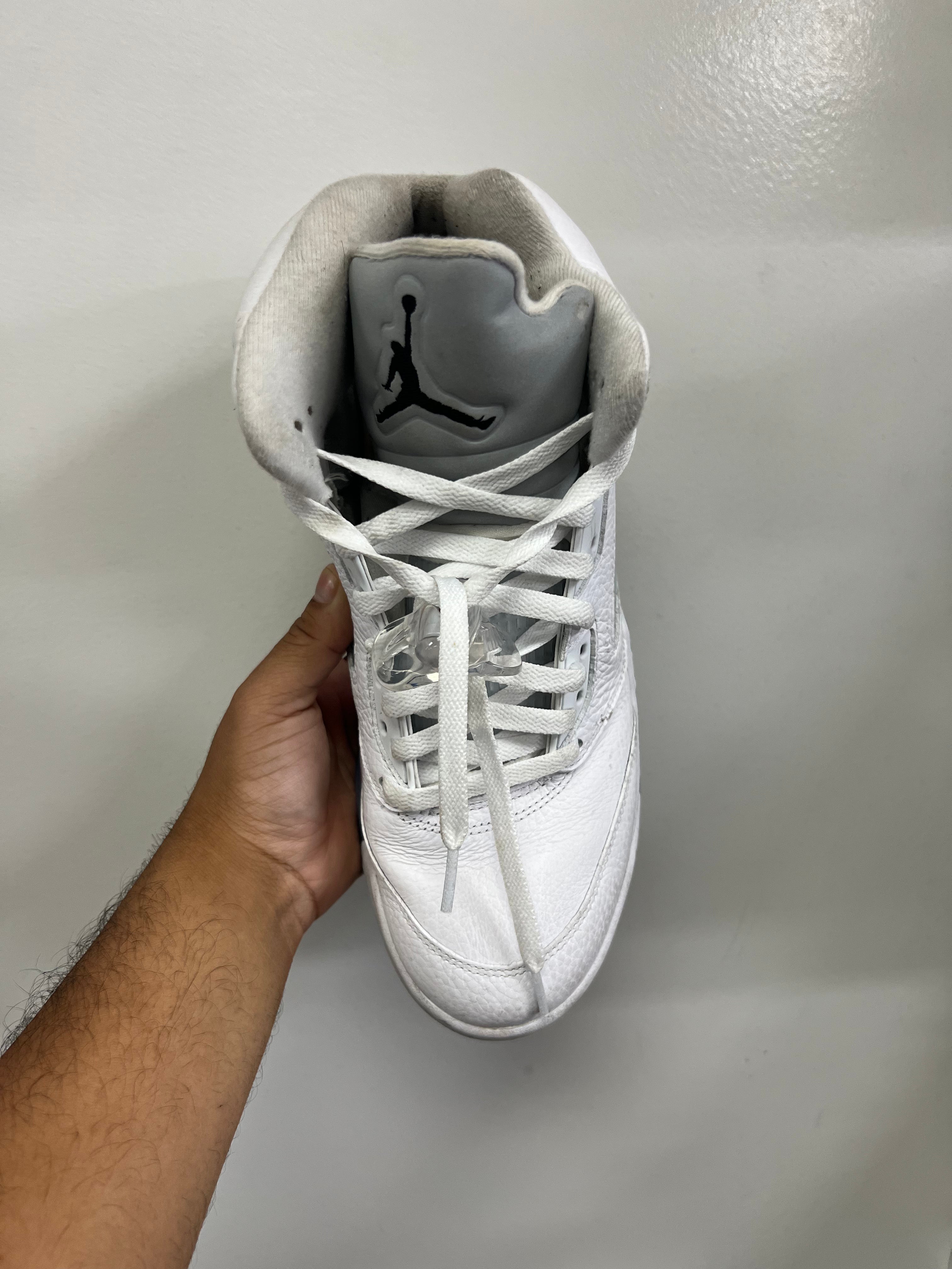 Jordan 5 White Metallic Sneakers