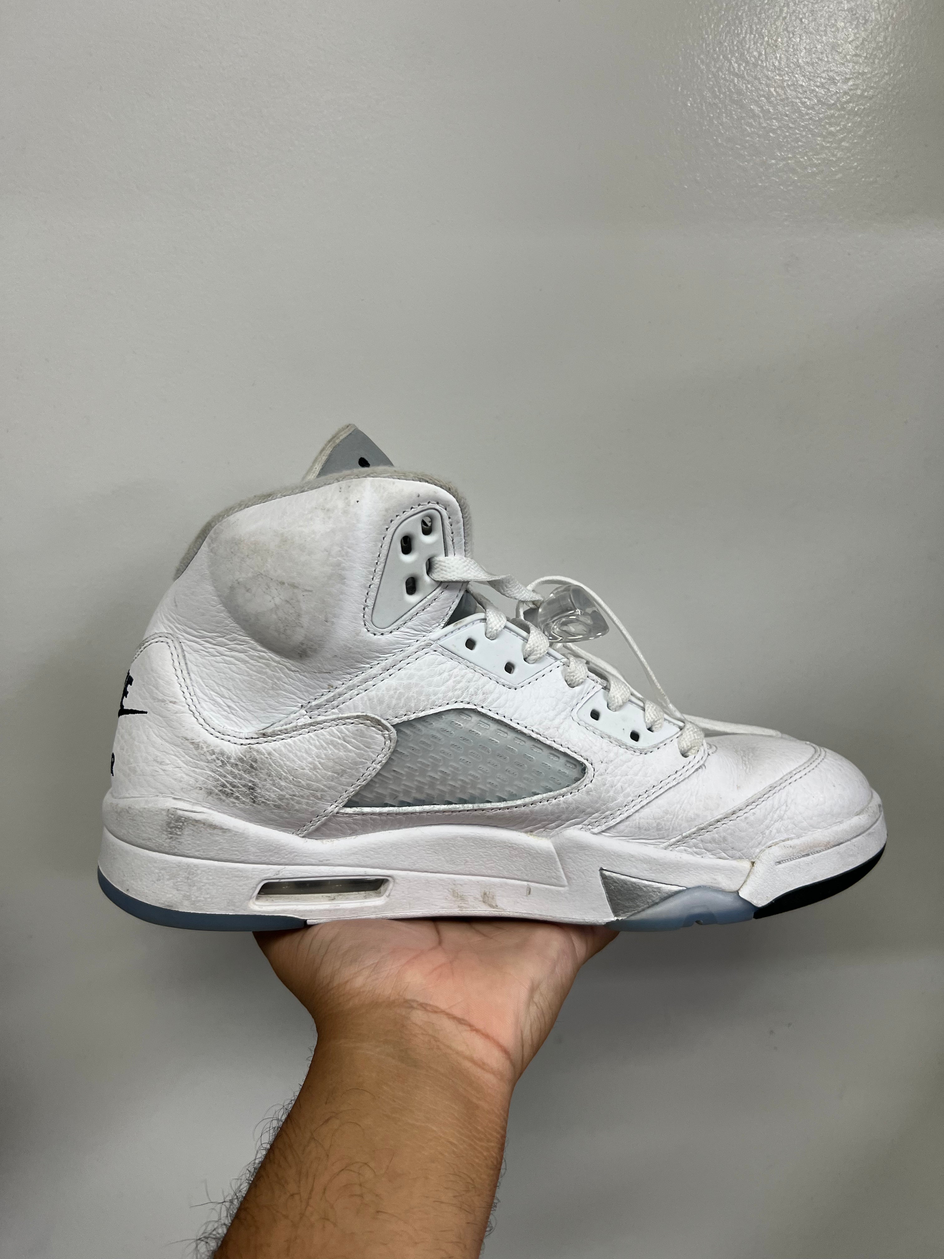 Jordan 5 White Metallic Sneakers
