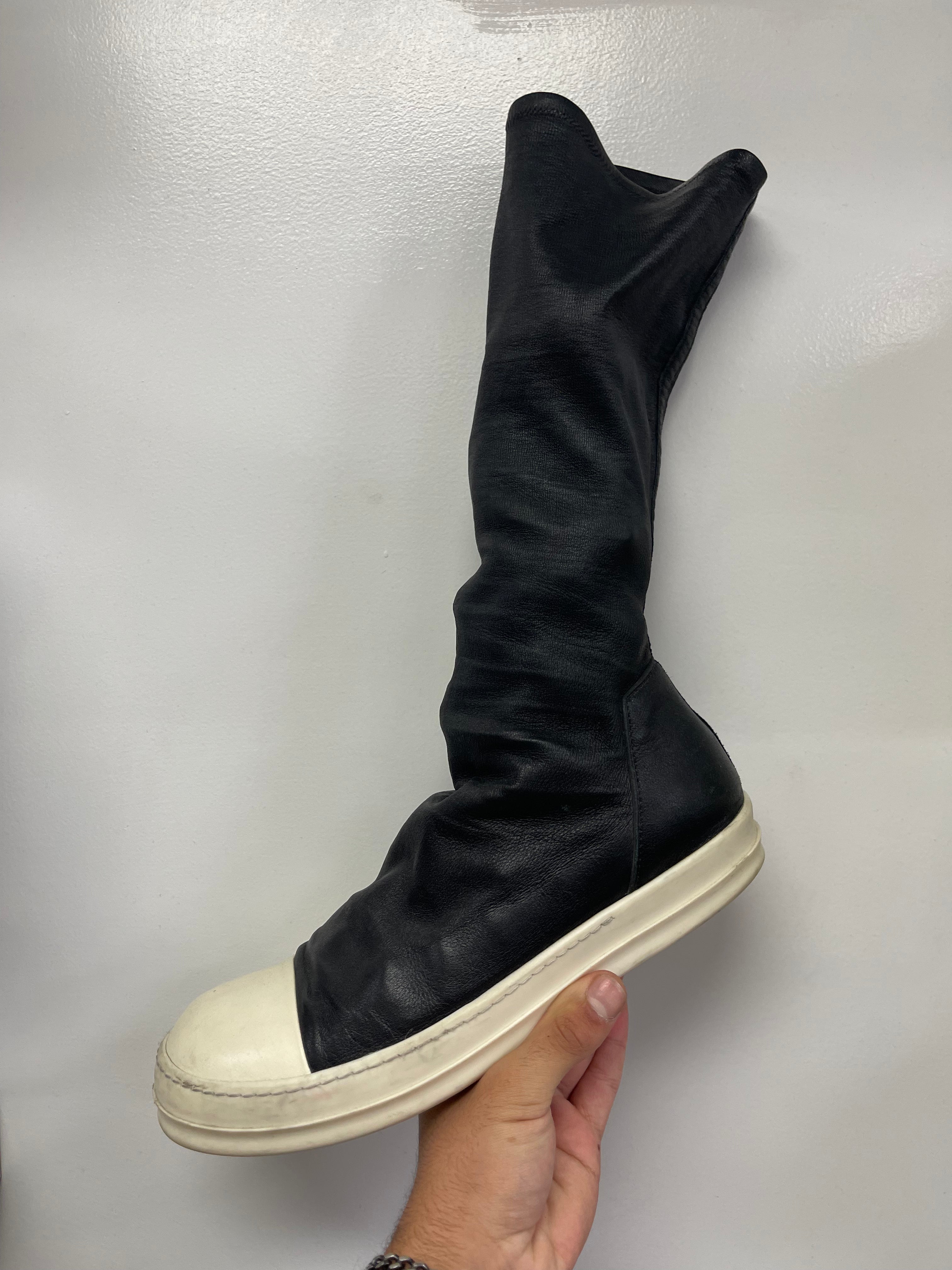 Rick Owens Sock Sneaker Black Silver size:11.5 Used