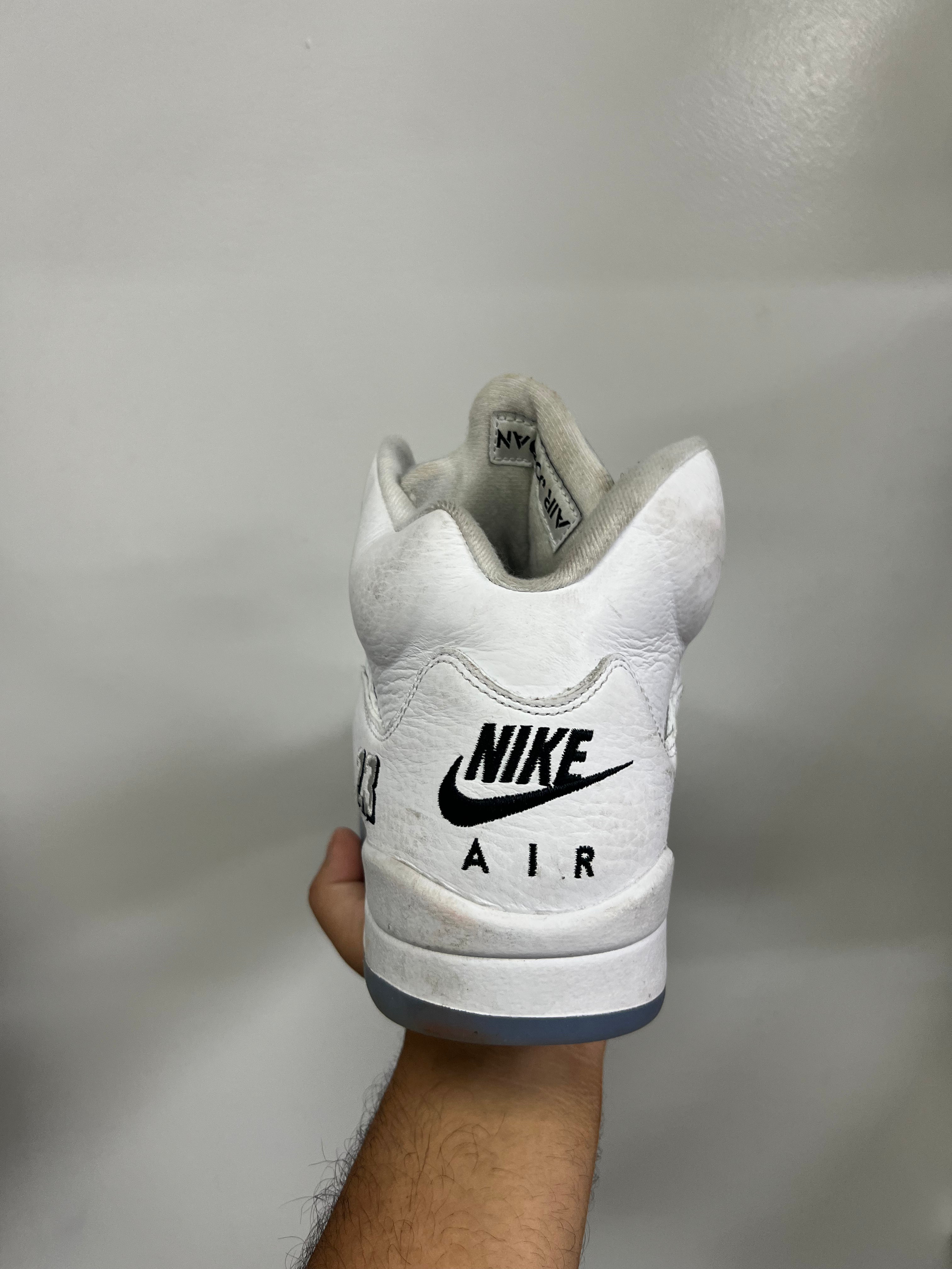 Jordan 5 White Metallic Sneakers