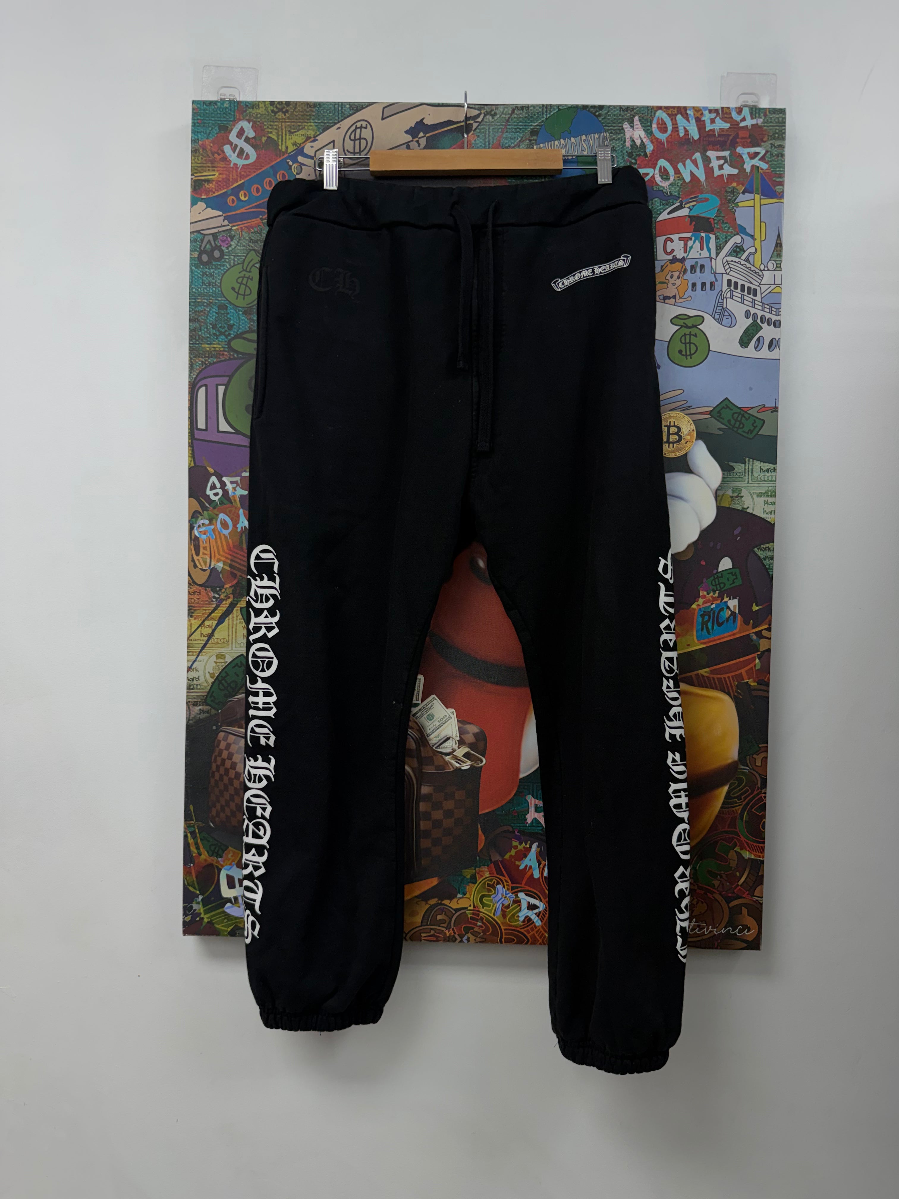 Chrome Hearts Black Scroll Logo Thick W/ Pocket Sweats