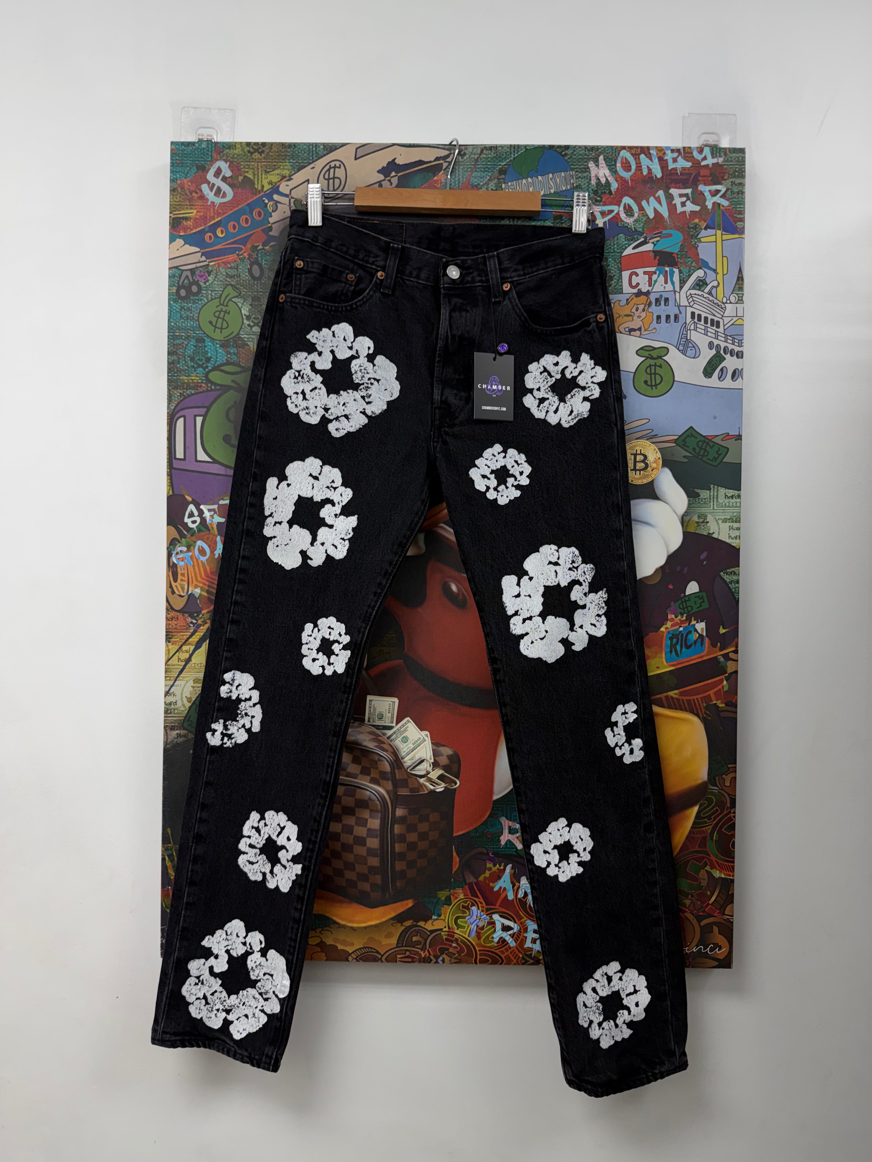 Denim Tears Black Cotton Wreath Jeans
