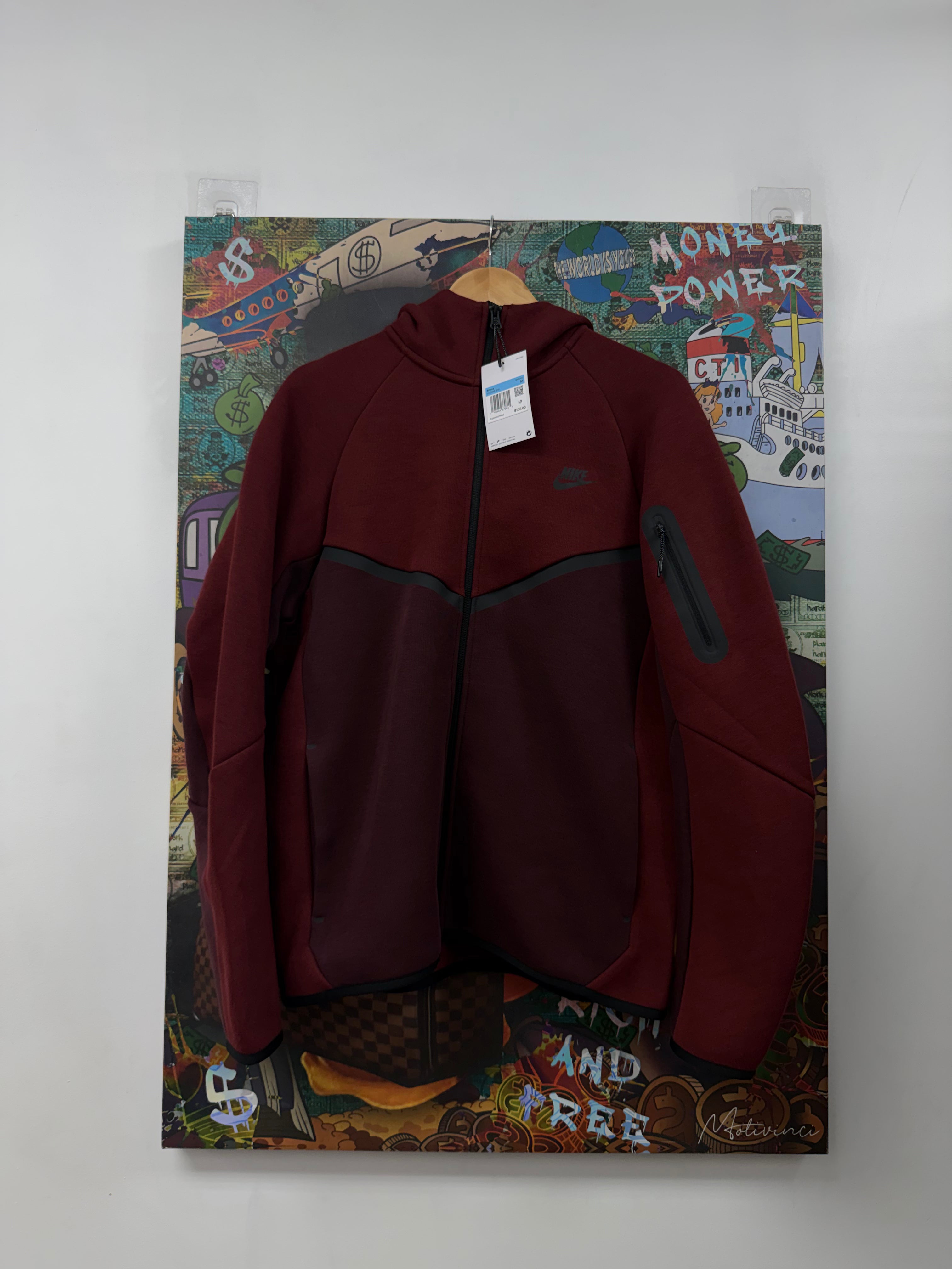 Nike Maroon Tech Zip Up Hoodie