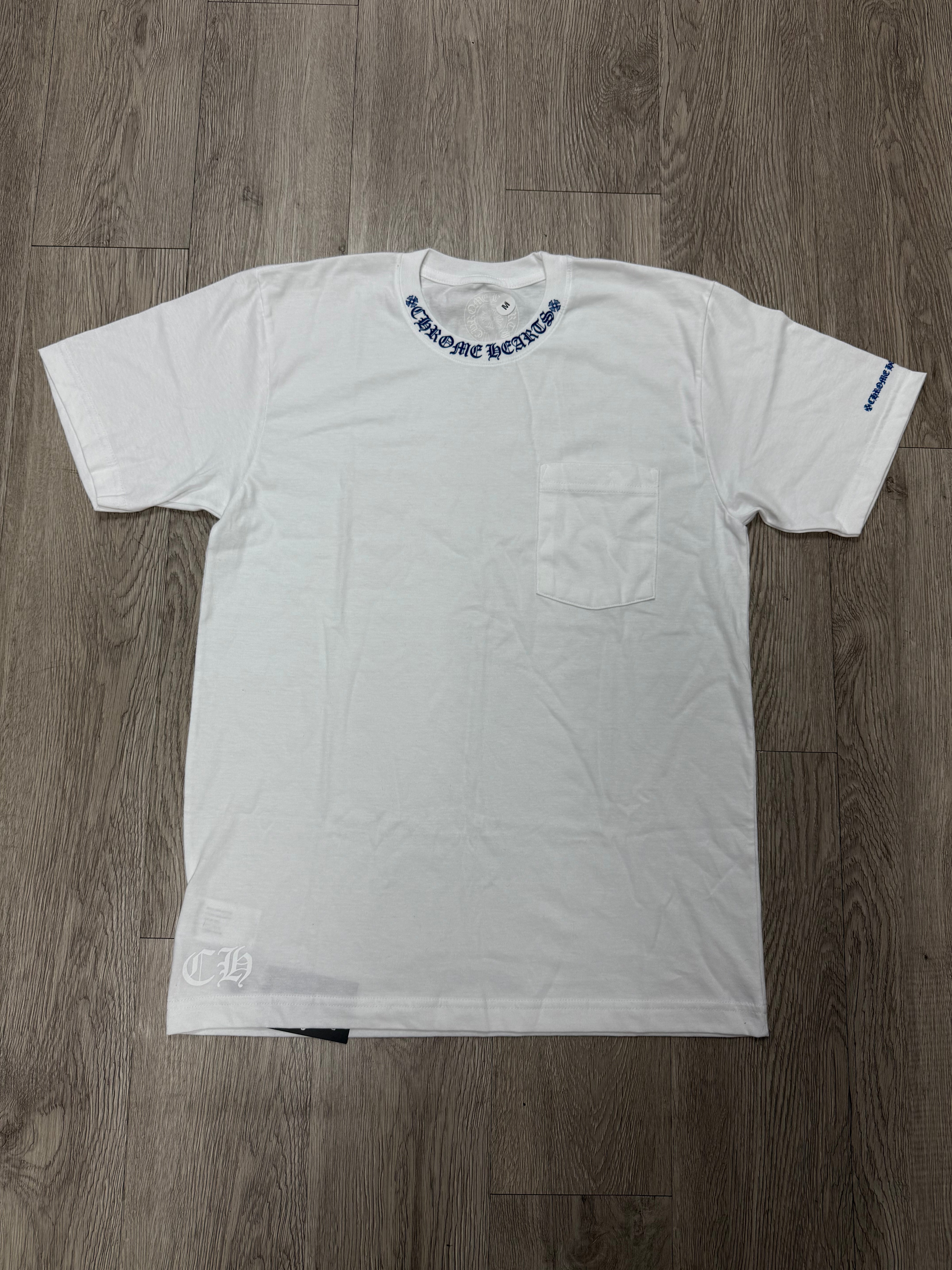 Chrome Hearts White Blue Neck Logo Tee