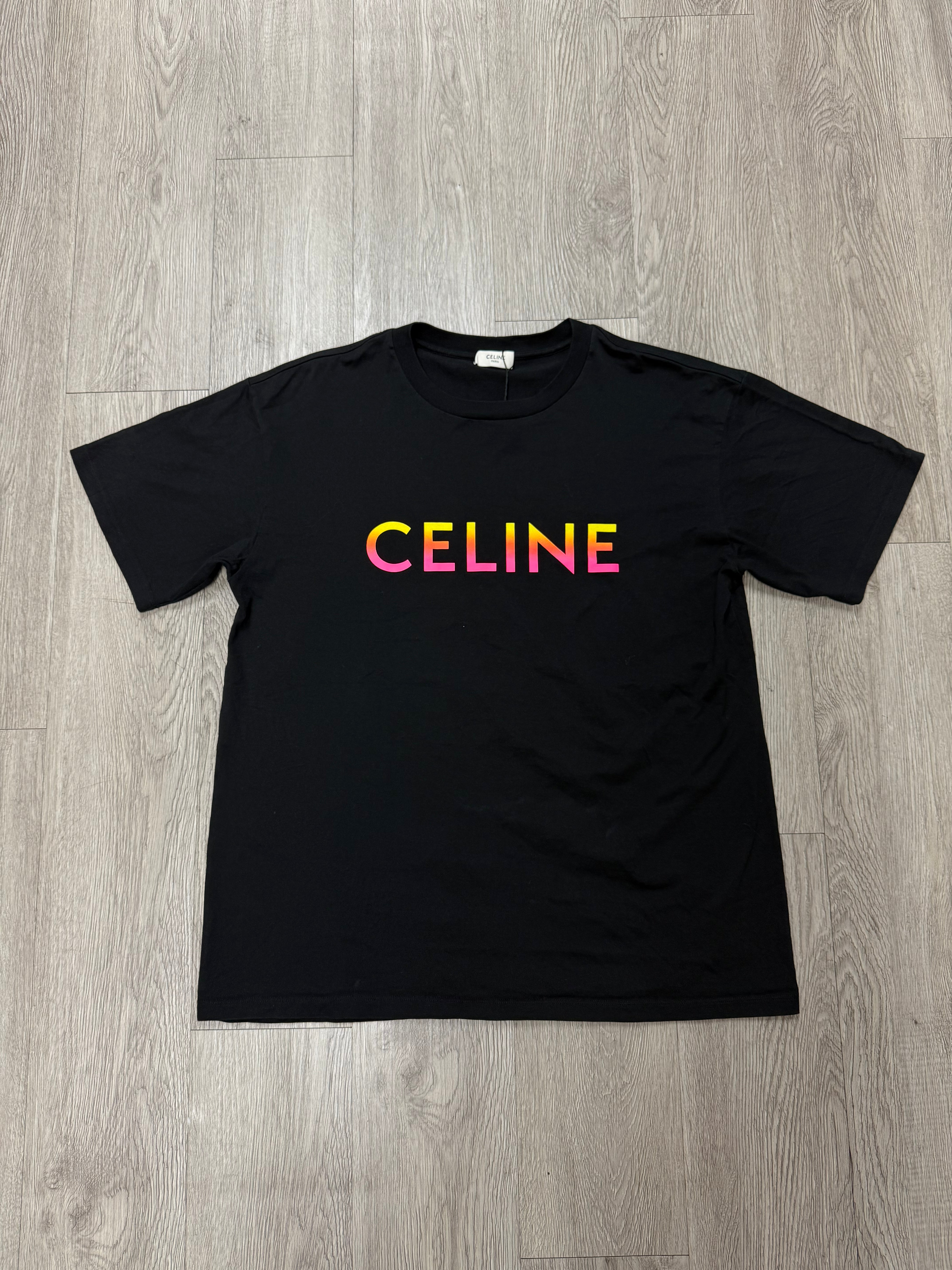 Celine Black Gradeient Logo Tee