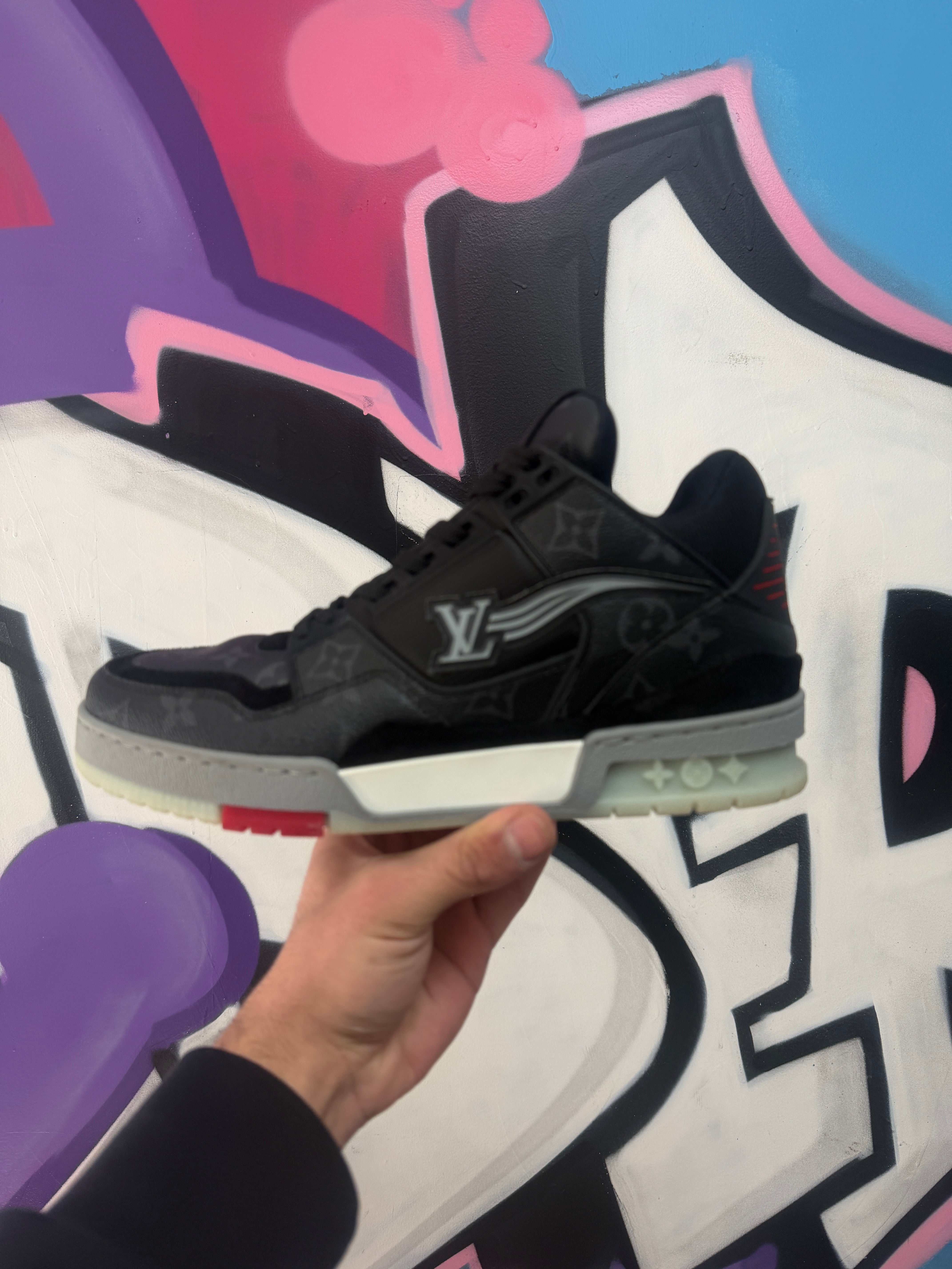 Louis Vuitton Black Monogram Mid Trainer Sneakers