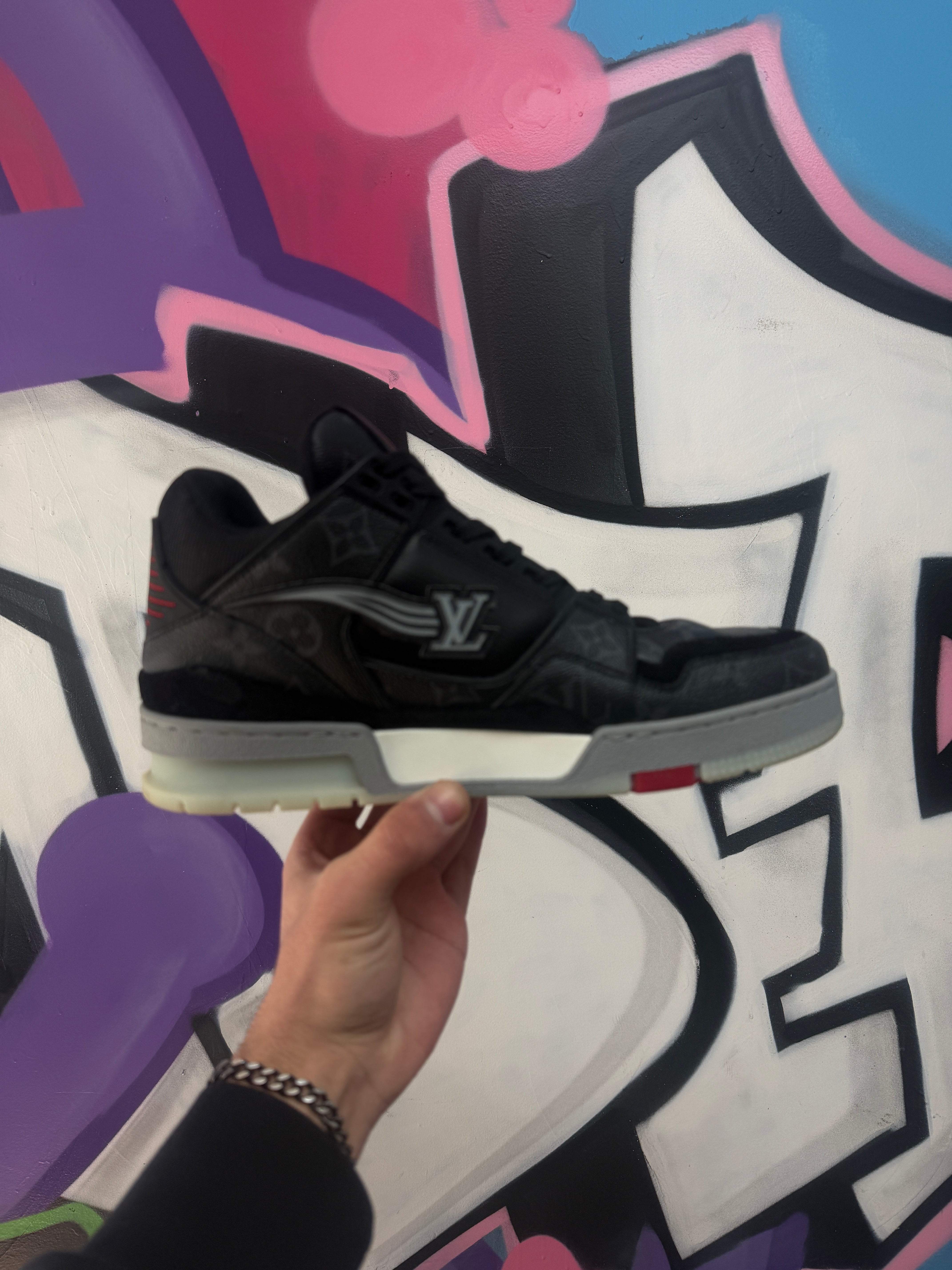 Louis Vuitton Black Monogram Mid Trainer Sneakers