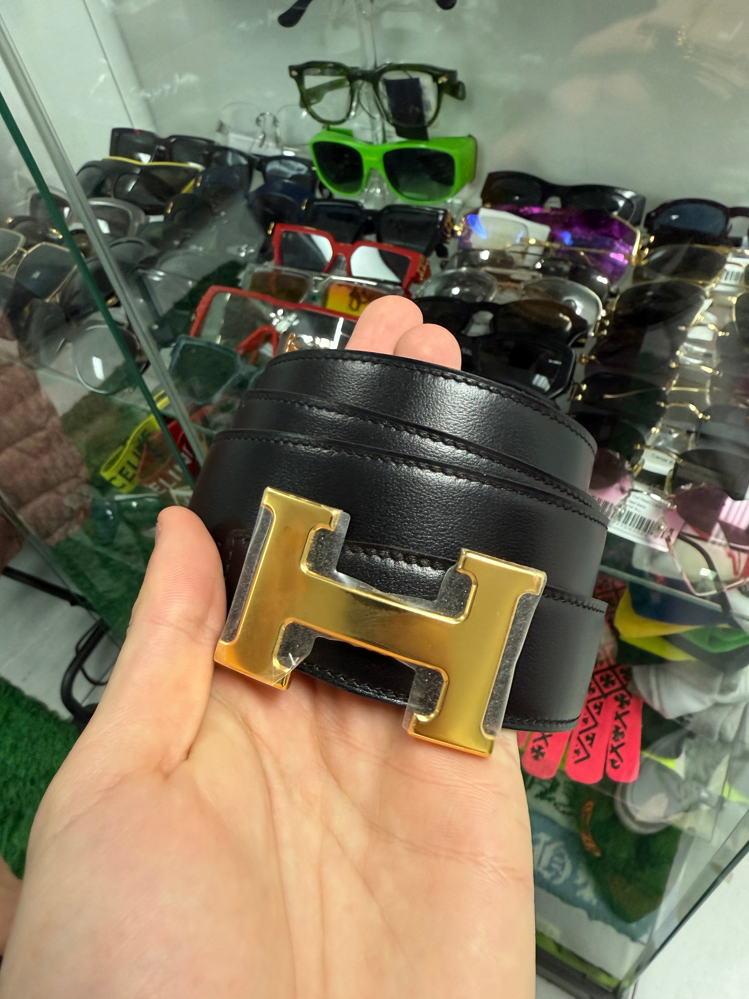 Hermes Belt Black Gold Women's New 115 (34-36) With Box