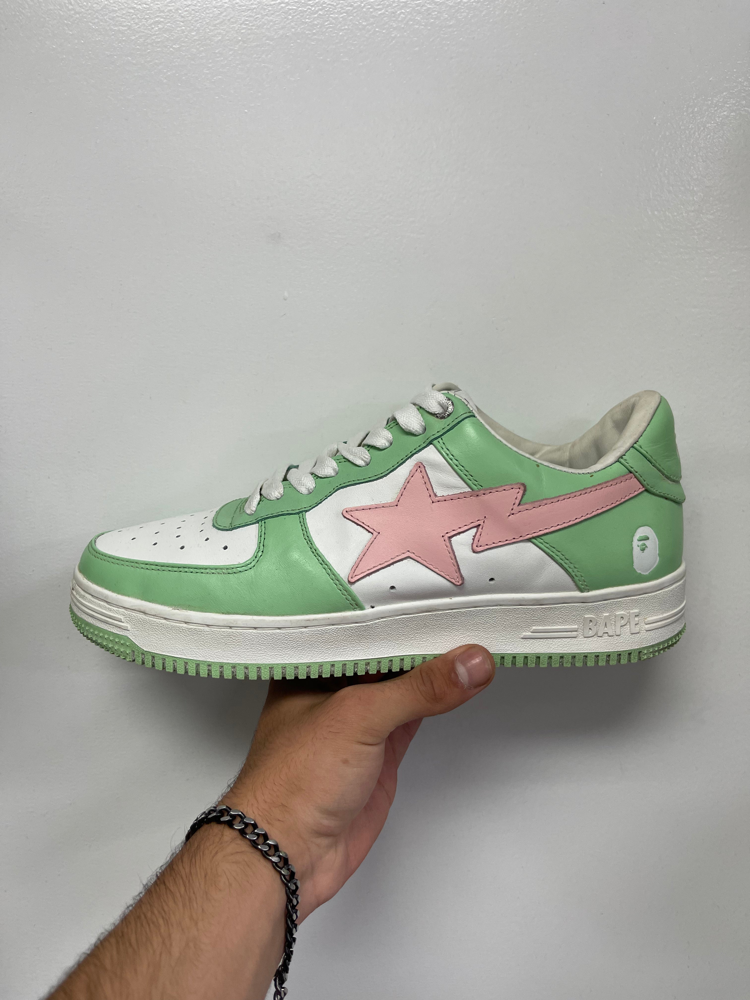 BAPE Green Pink Bapesta Sneakers
