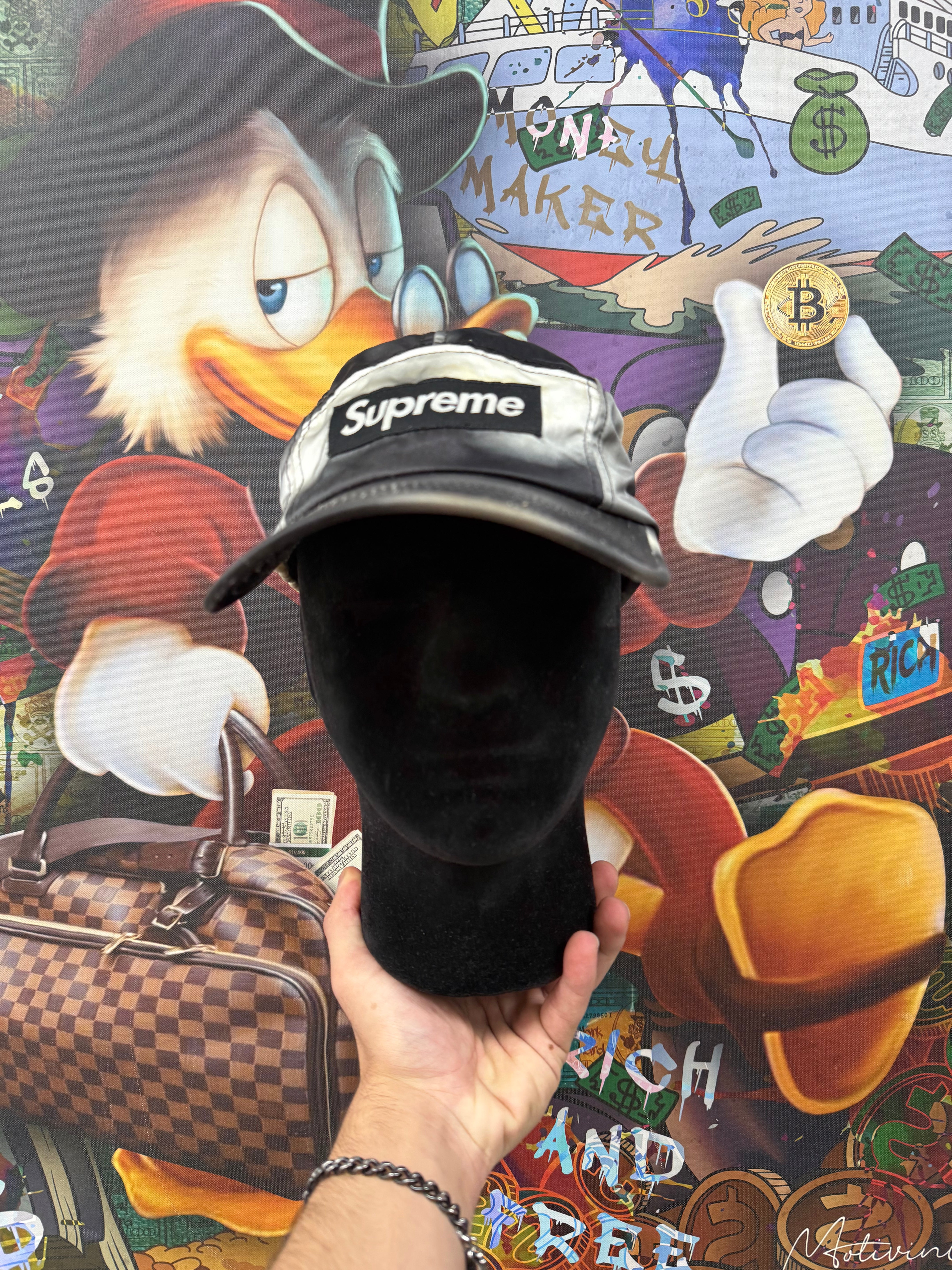 Supreme White Black Shadow Hat