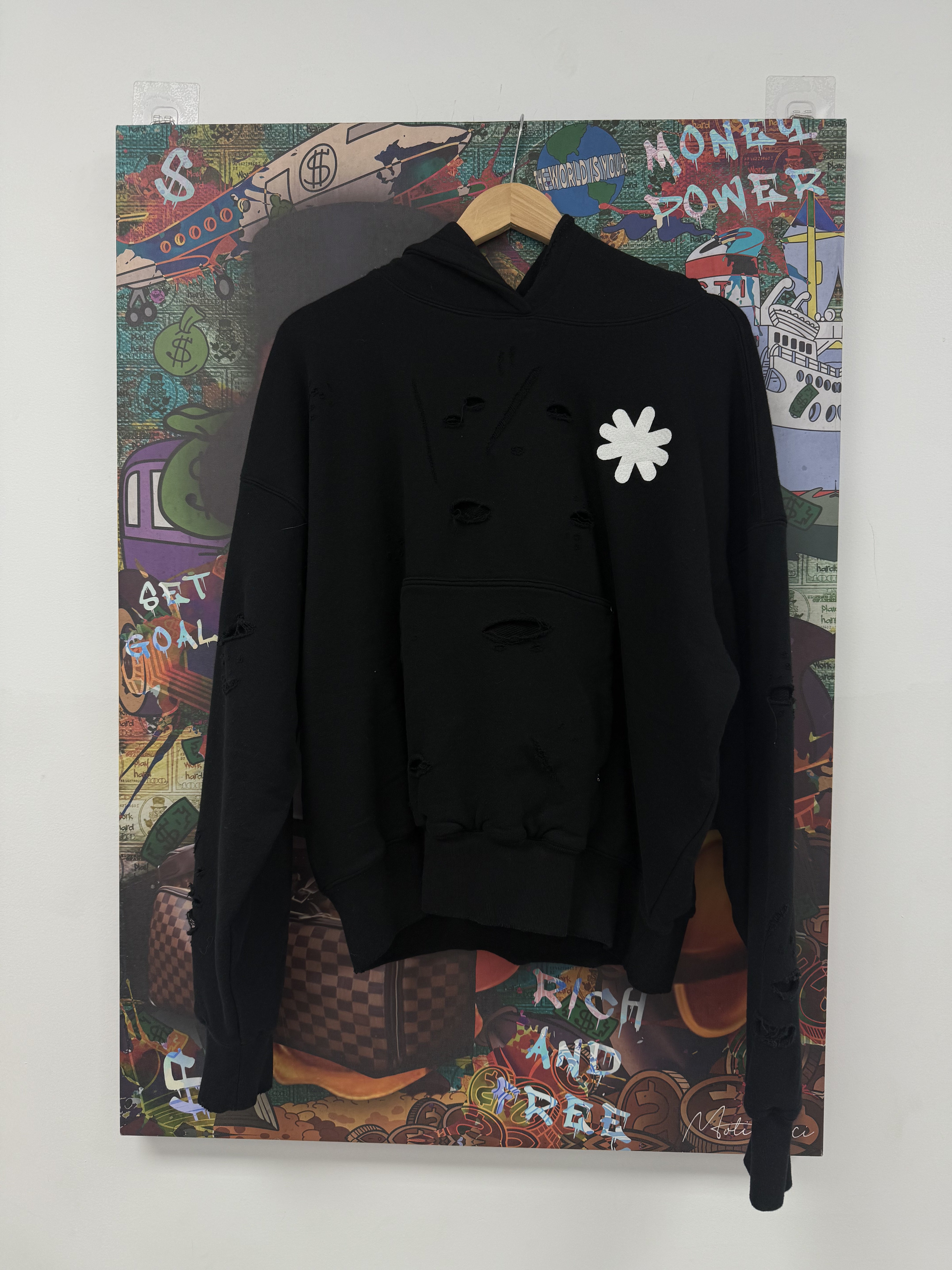 LOST SHDWS Double Layered Black & White Pullover Hoodie