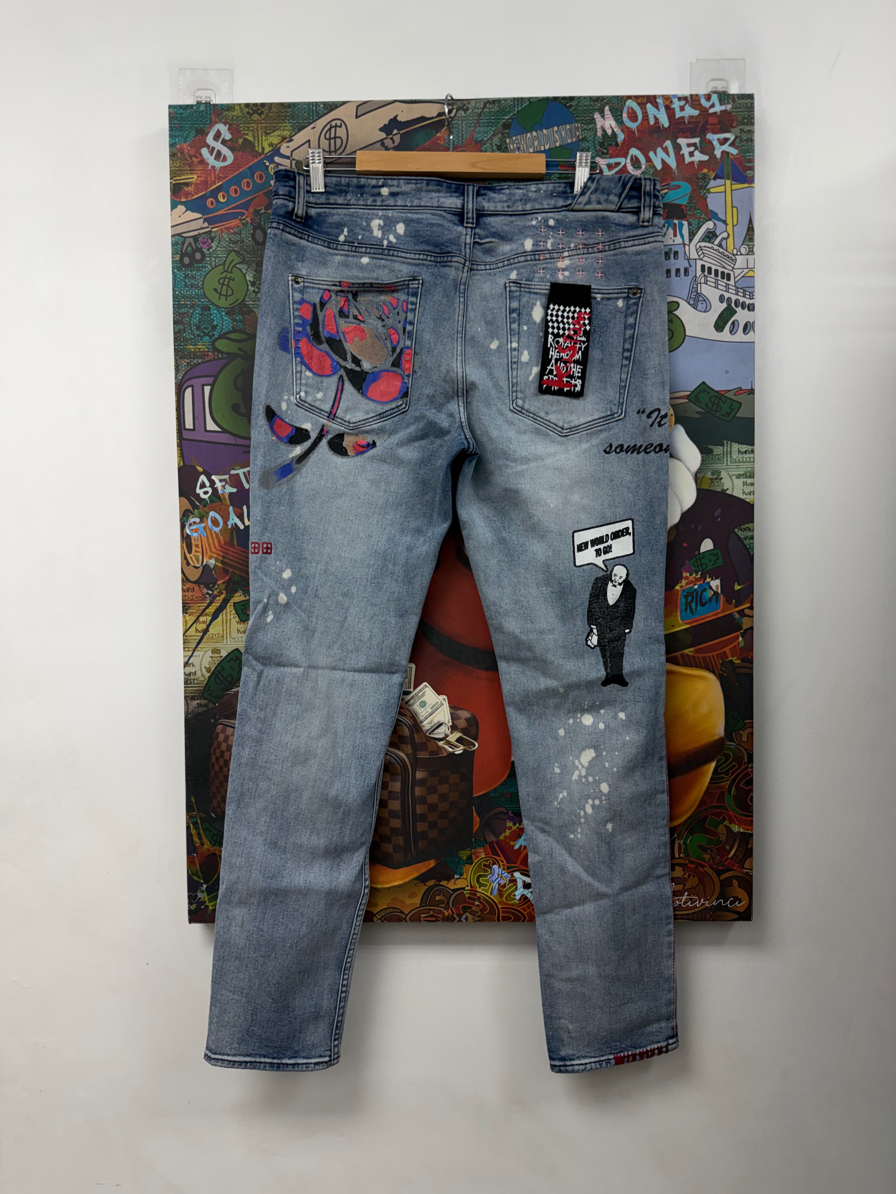 Ksubi Light Wash Multi Color Ripped Jeans