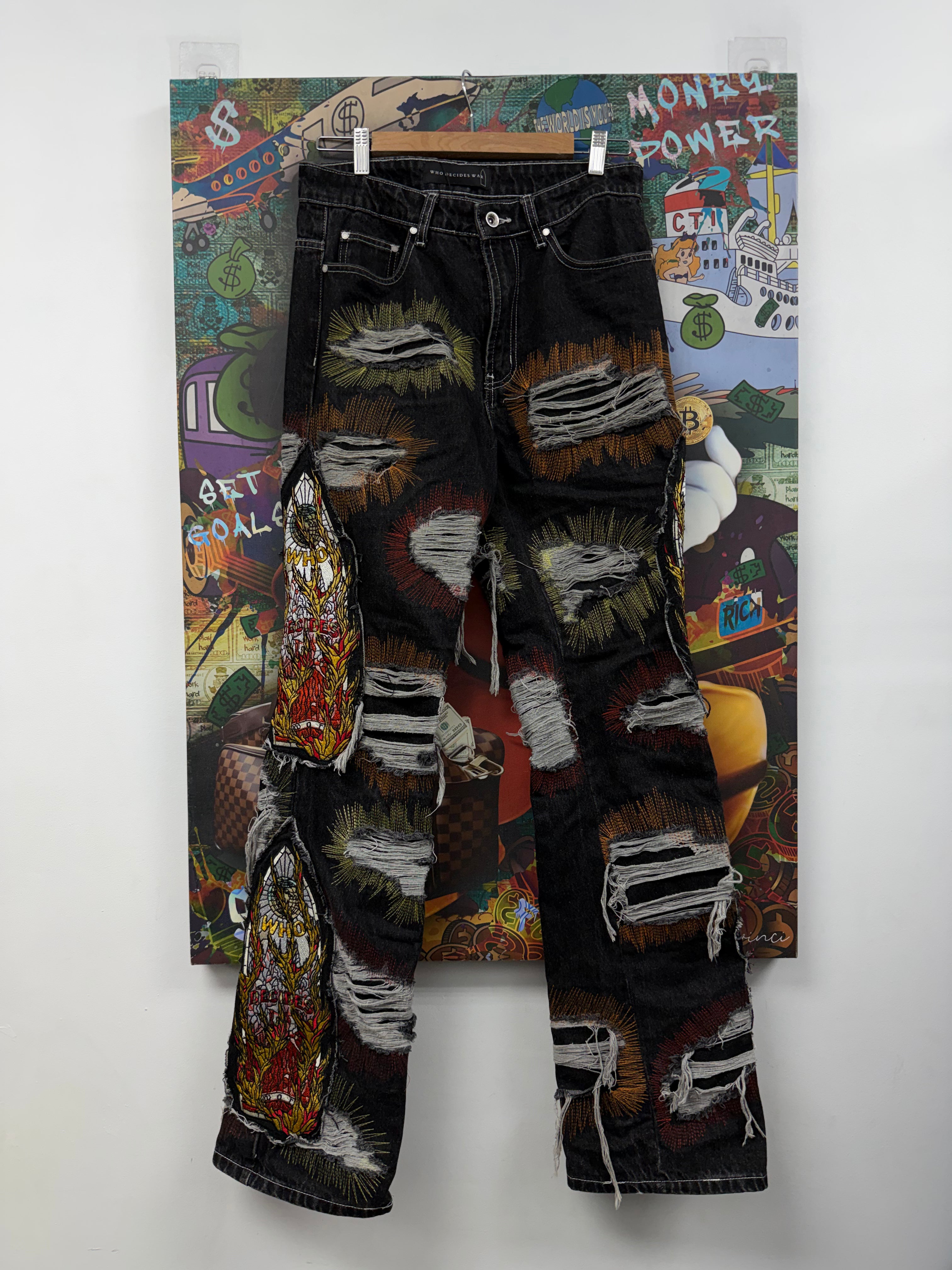 Who Decides War Black Flame Glass Jeans