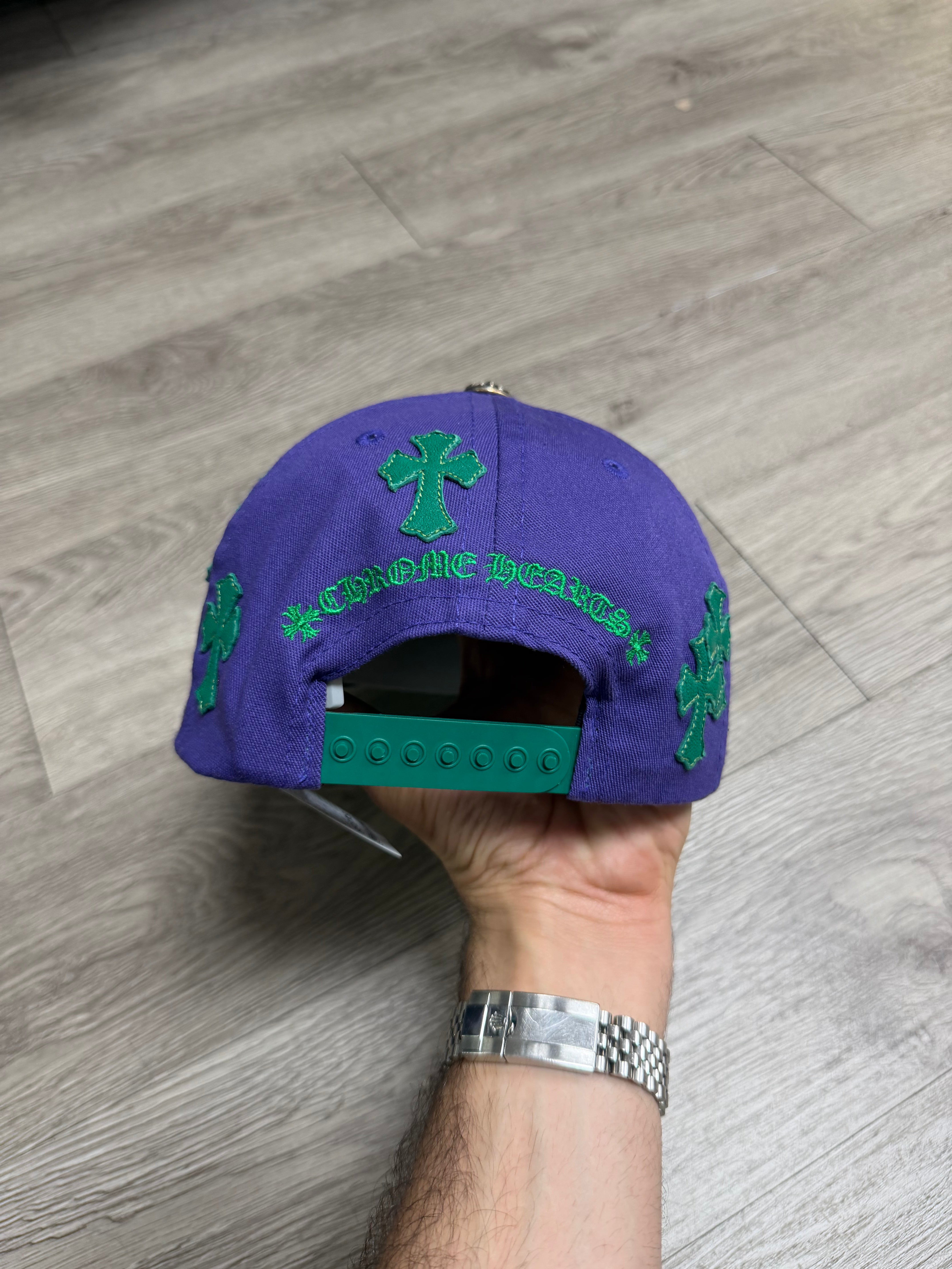 Chrome Hearts Purple & Green Cross Patch CH Baseball Hat