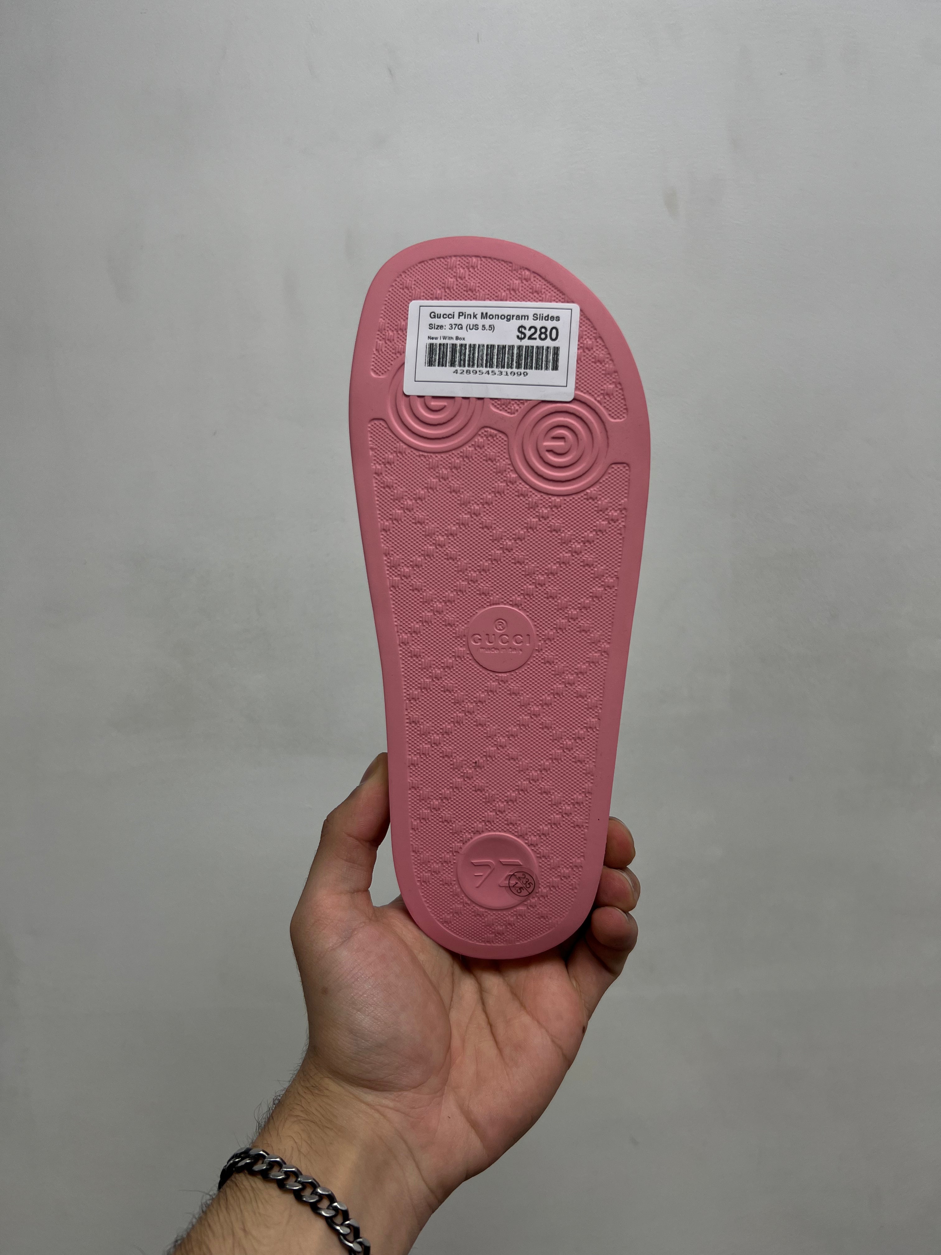 Gucci Pink Monogram Slides