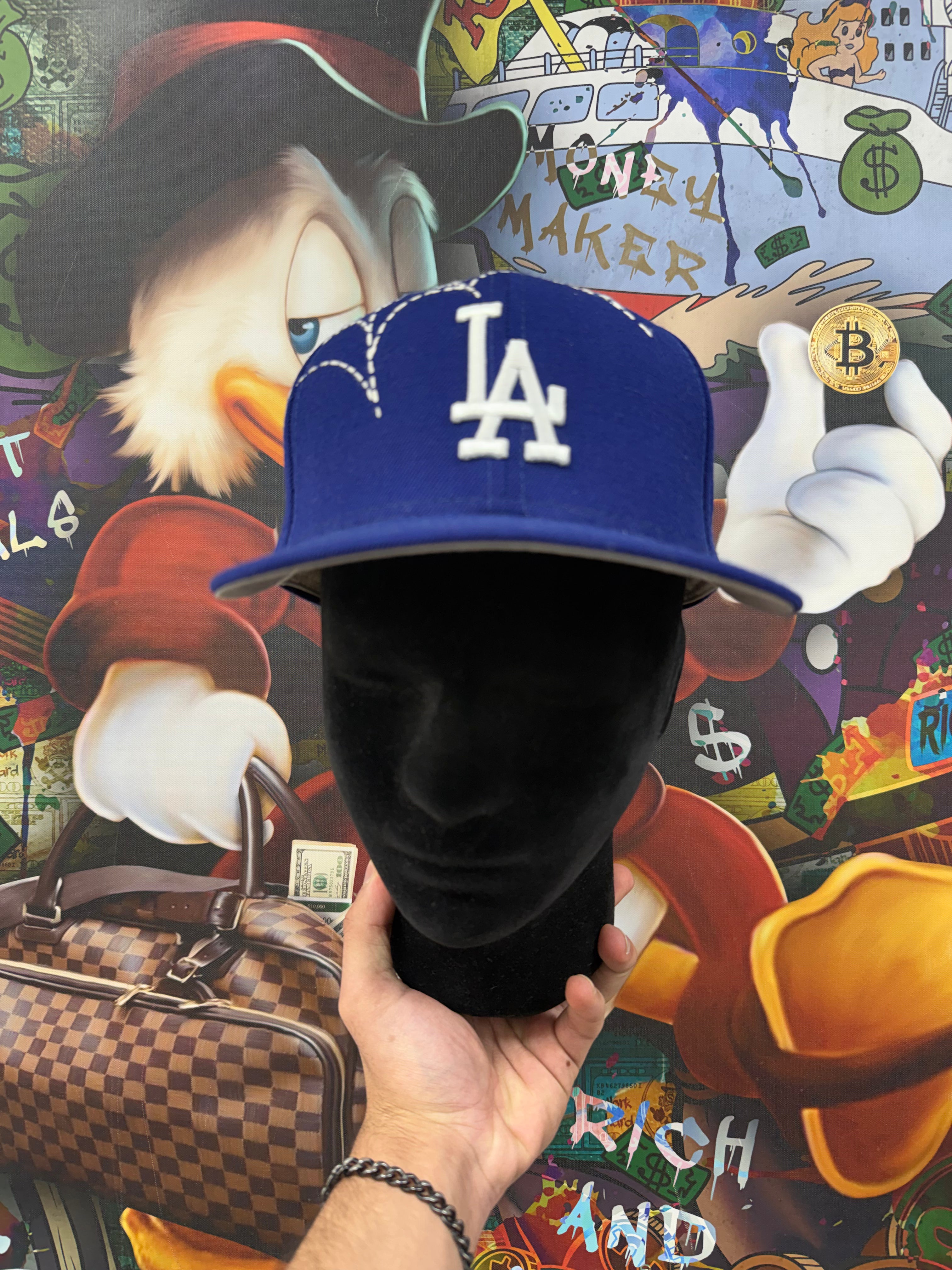 Loso Wav Blue LA Dodgers Web Embroidered Fitted Hat