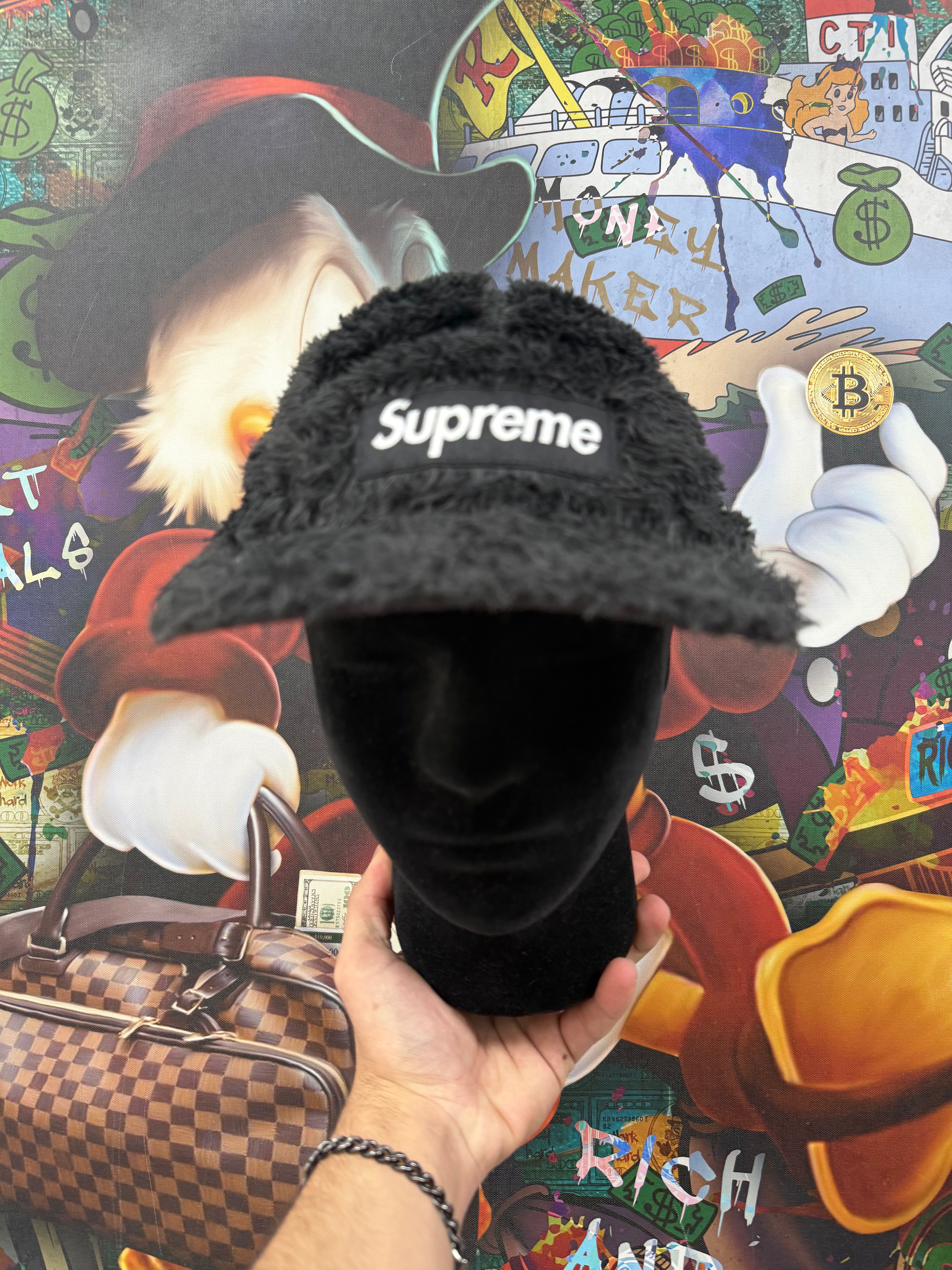 Supreme Black Fur 6 Panel Hat