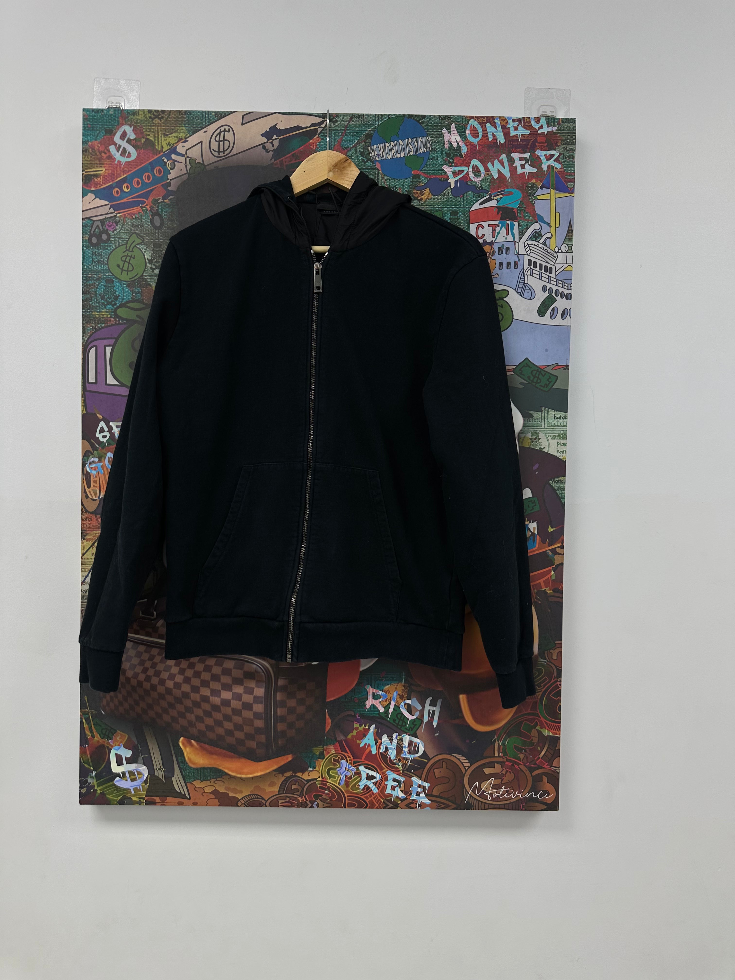 Prada Nylon Zip Up Black Hoodie
