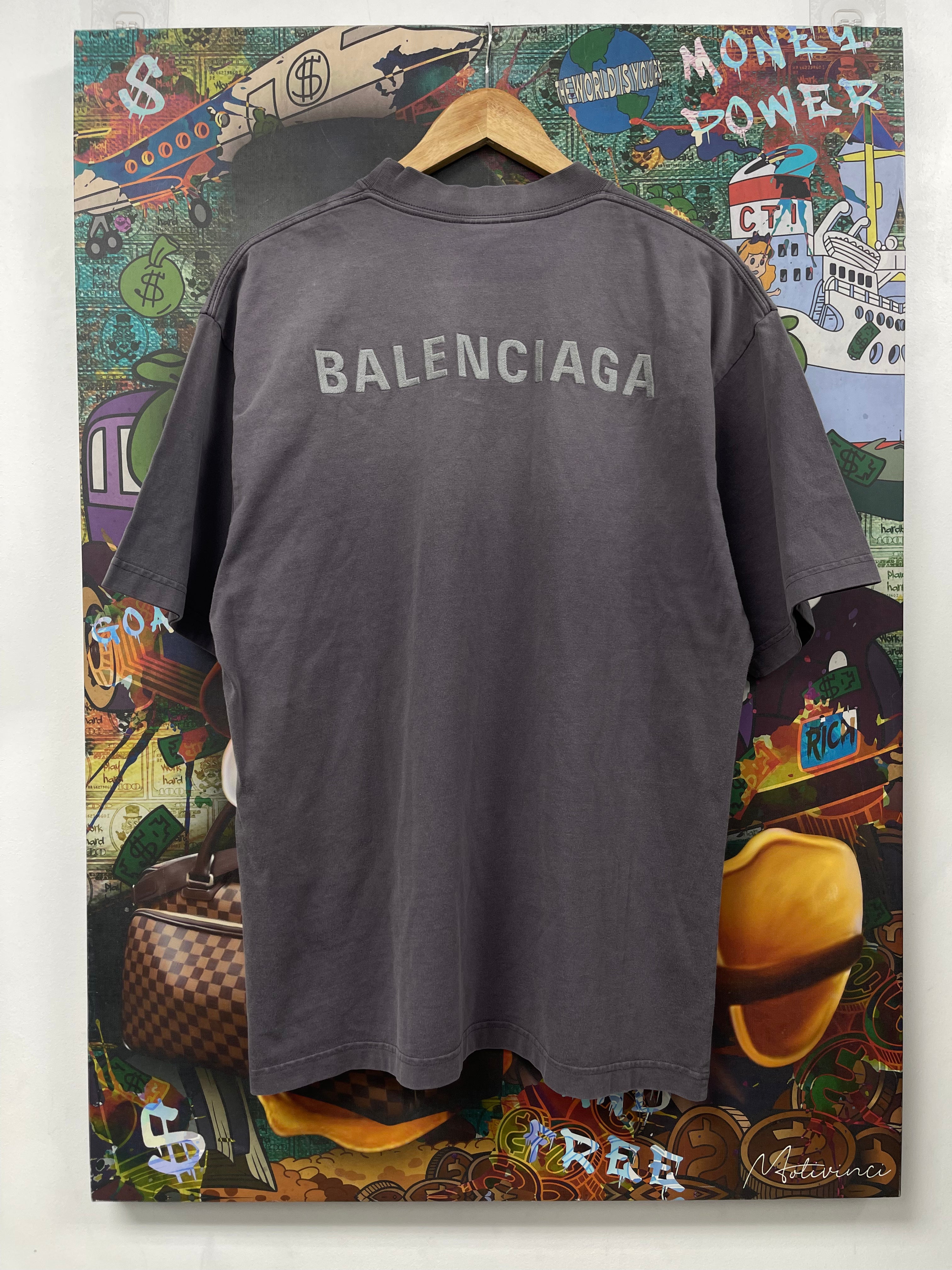 Balenciaga Grey Embroidered Tee