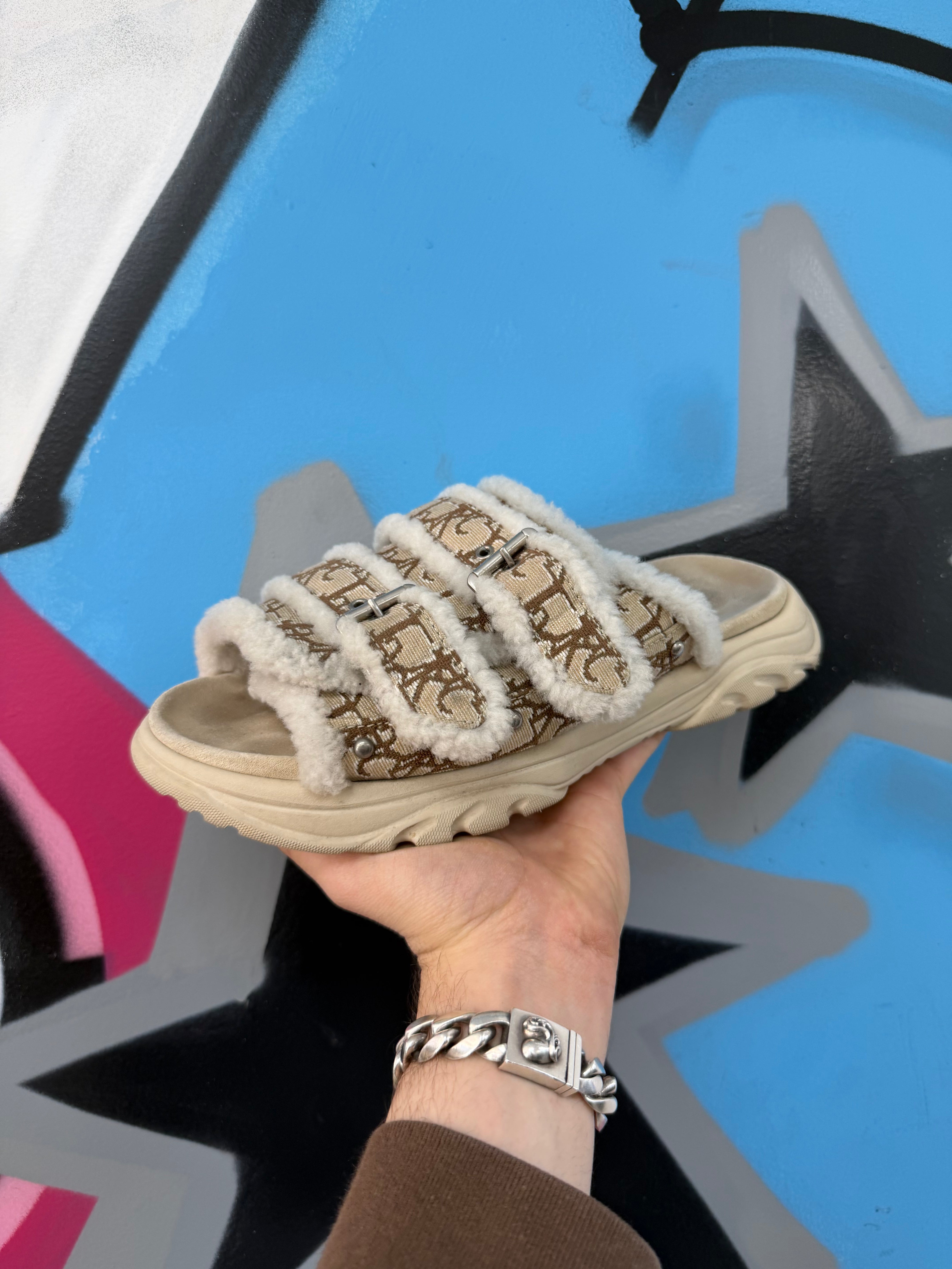 Dior Travis Sherpa Fleece Mule Slides