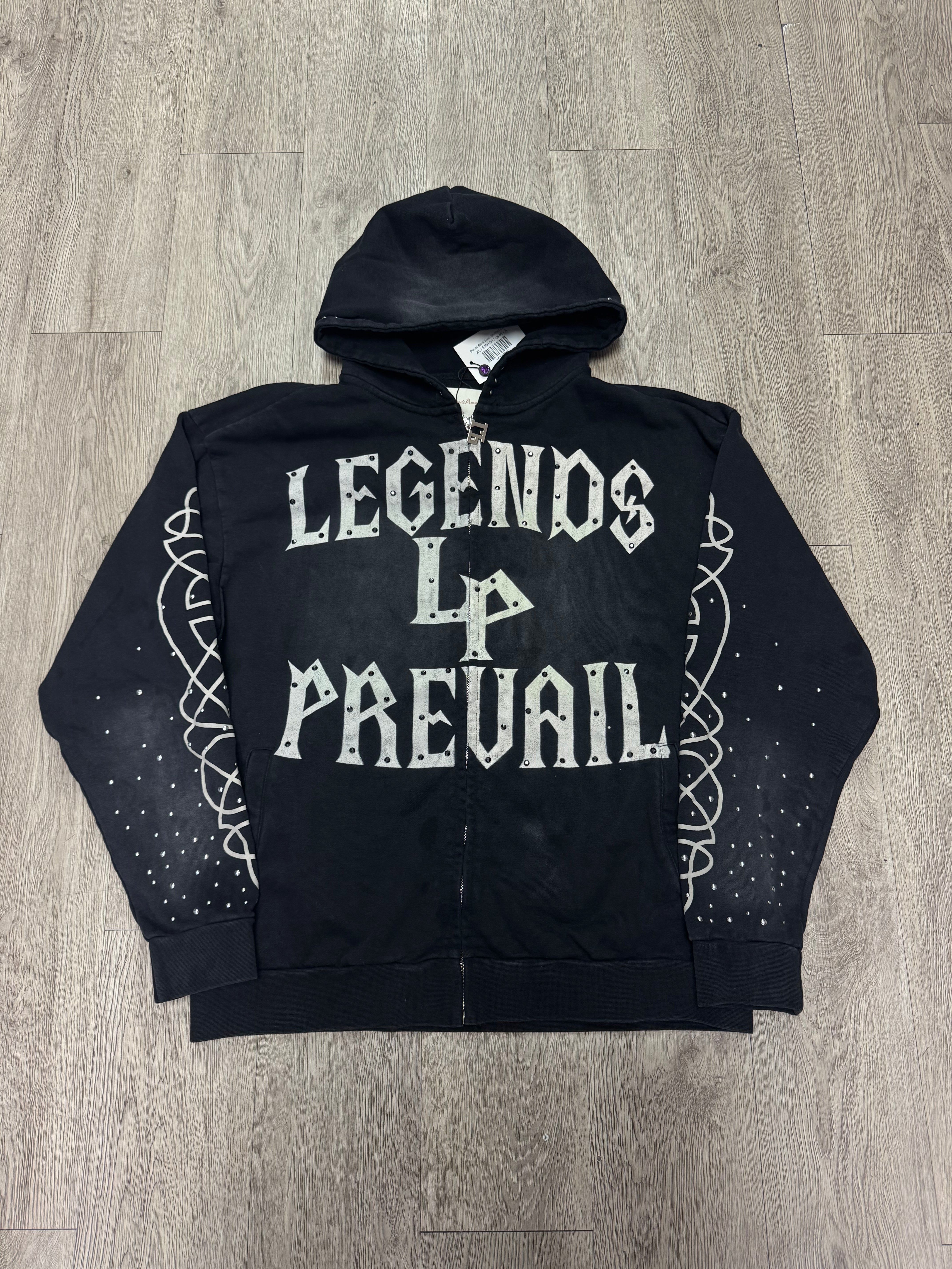 Prevail Black Wash Studded Zip Up