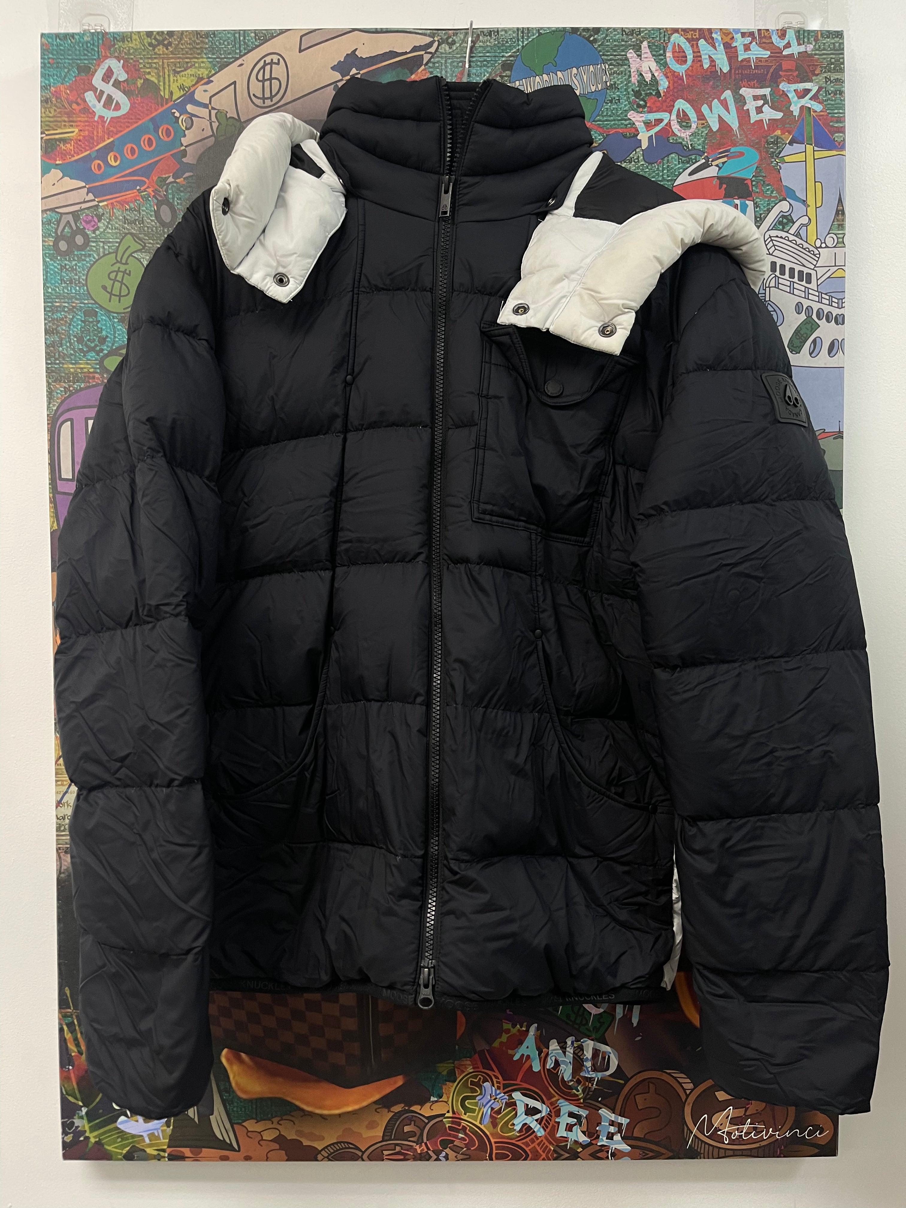 Moose Knuckles Black White Puffer Jacket
