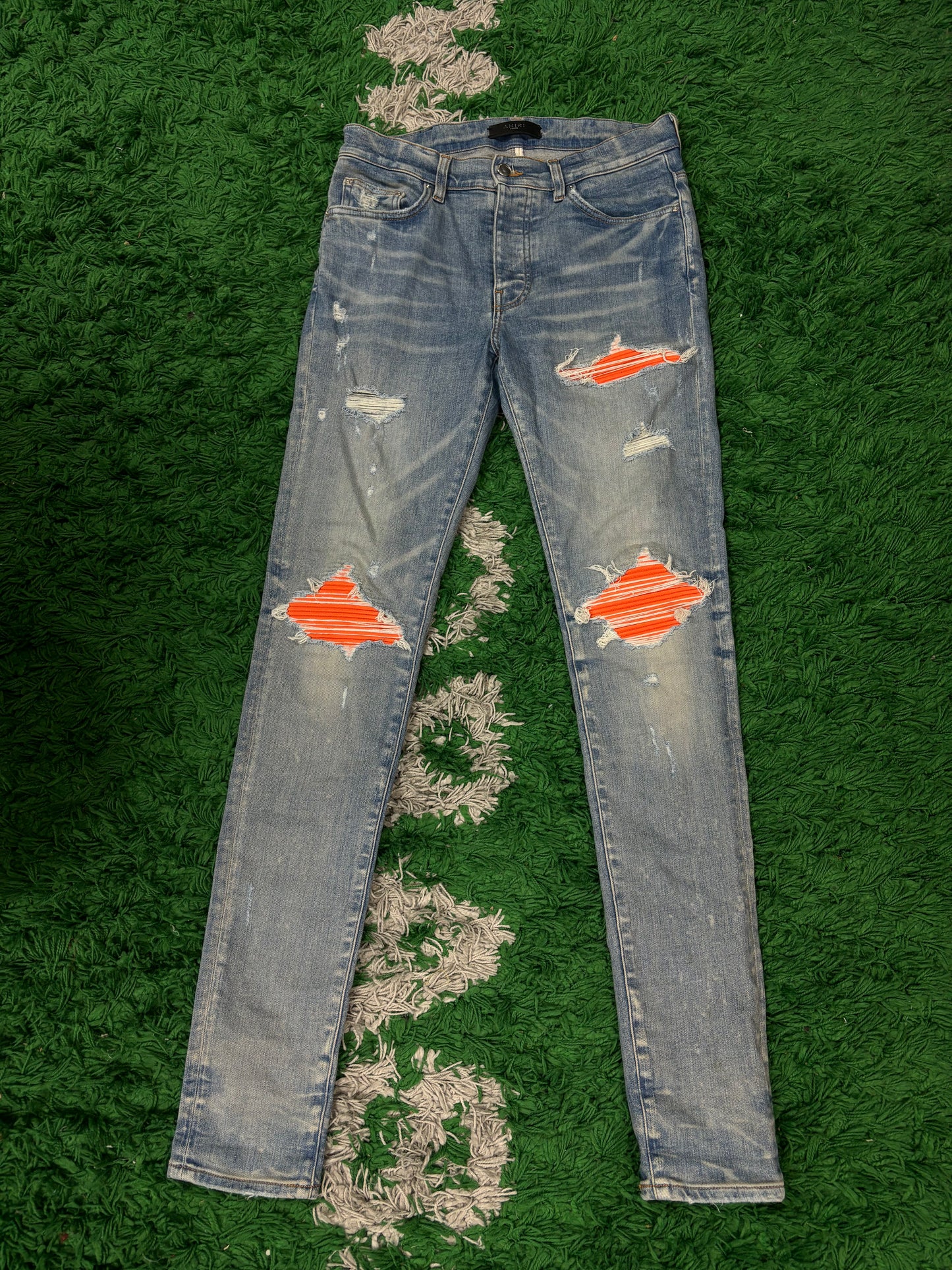 Amiri MX1 Light Wash Orange Patch Used 32