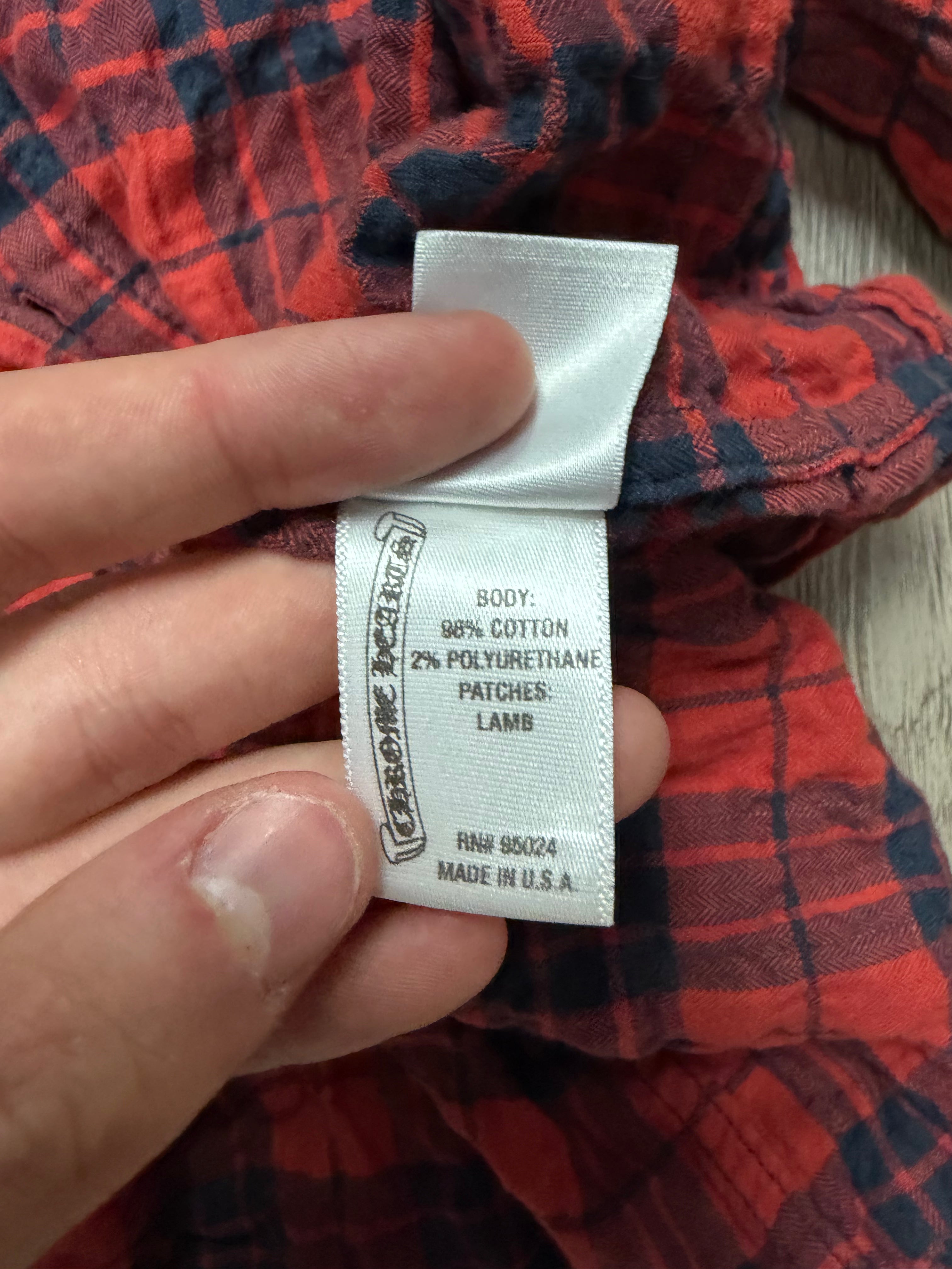 Chrome Hearts Red Plaid 2 Cross Patches Flannel Shirt