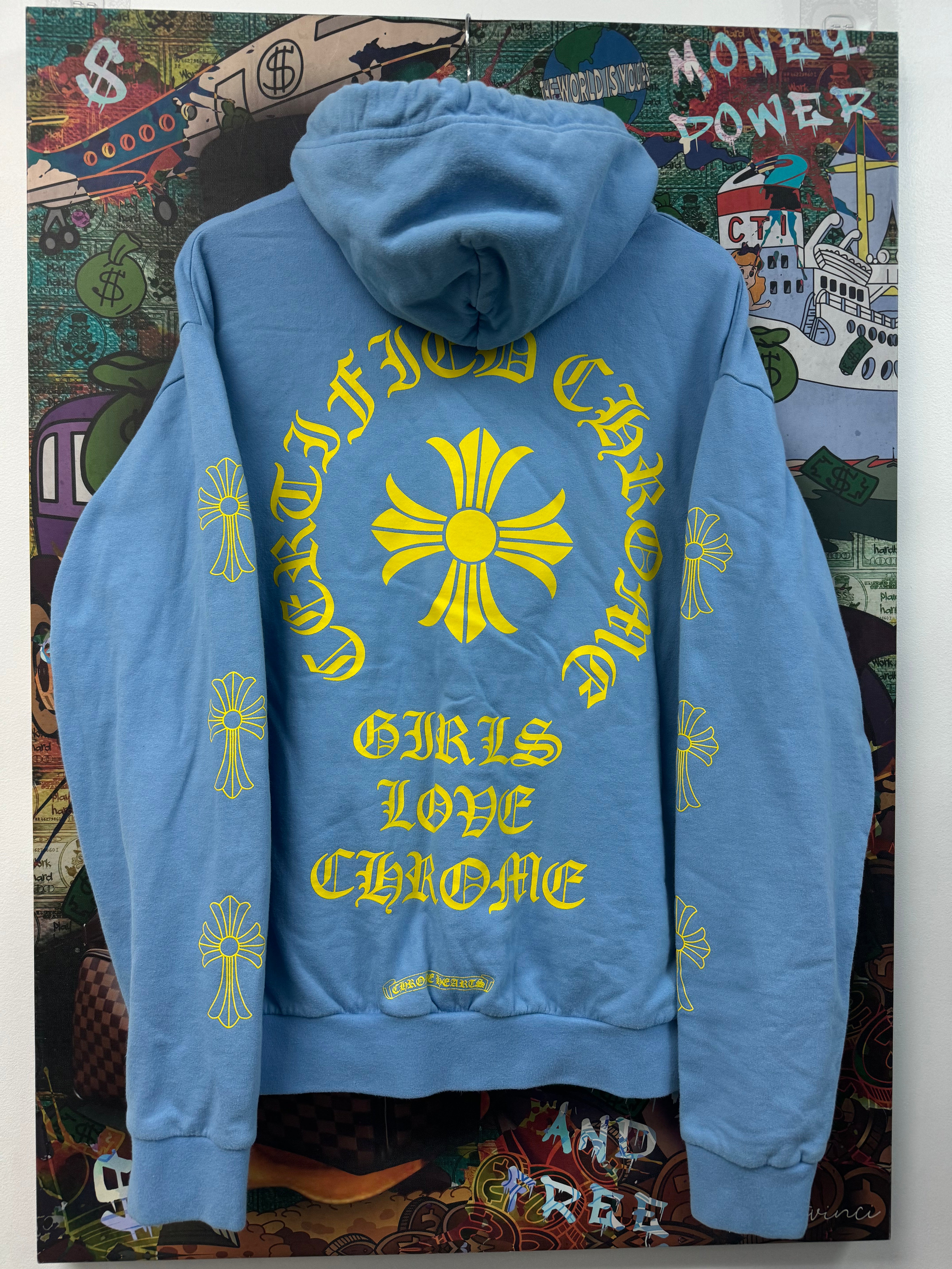Chrome Hearts Baby Blue Yellow CLB Hoodie