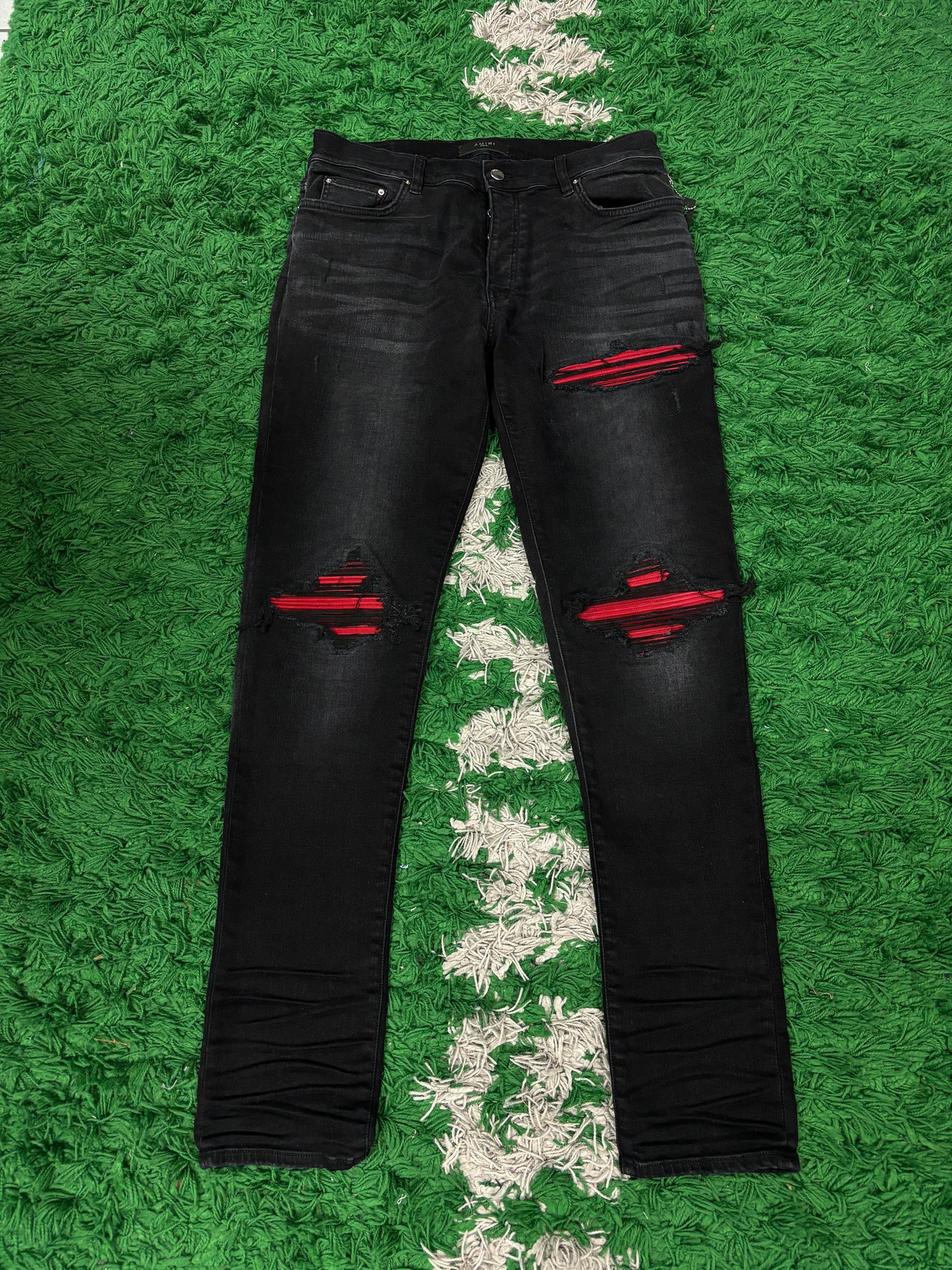 Amiri MX1 Black Red Patch New 34 With Tags