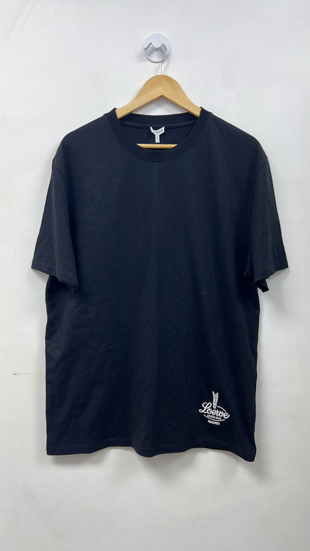 Loewe Black White Embroidered Logo Tee