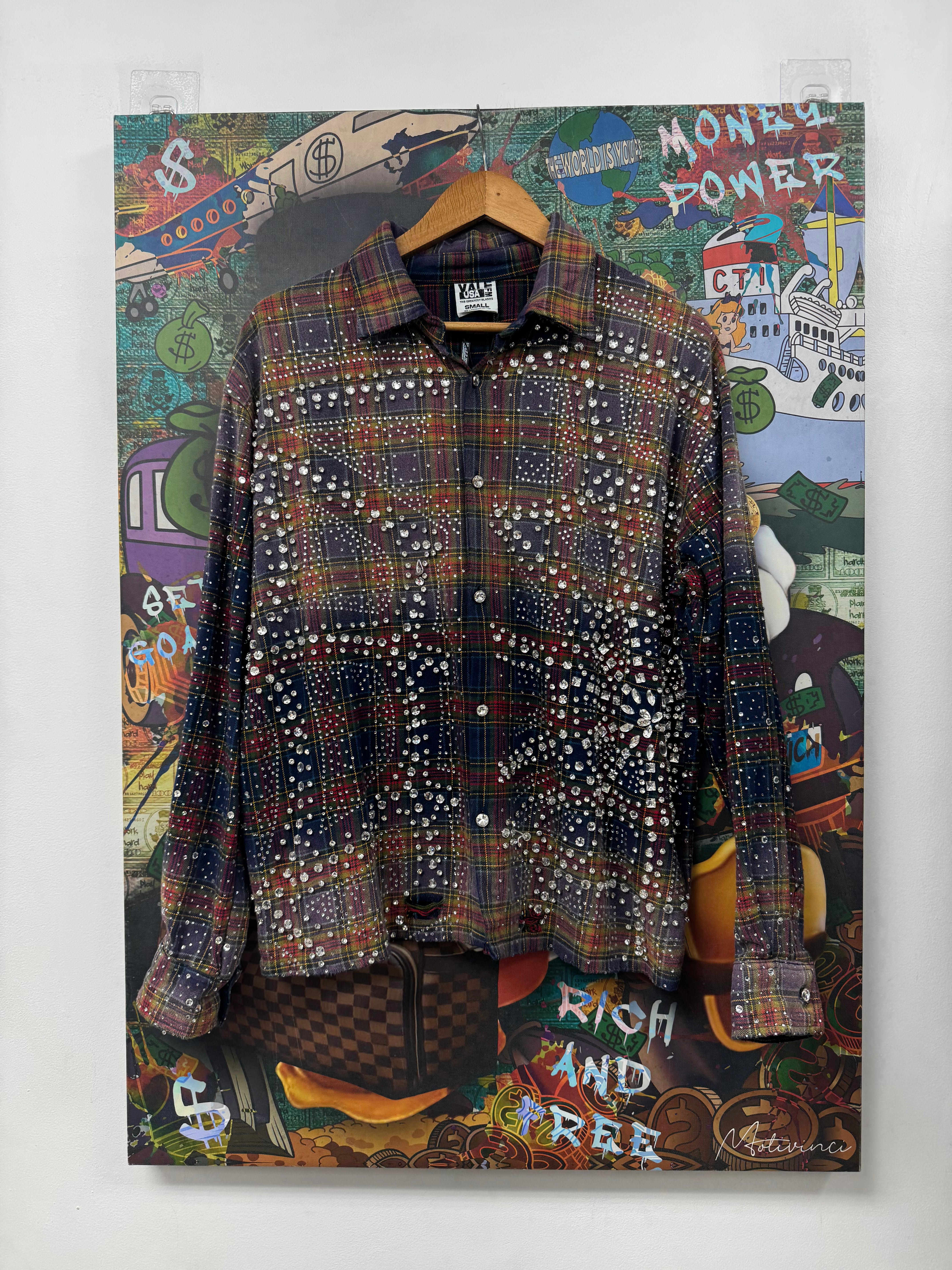 Vale Navy Plaid Rhinestone Flannel