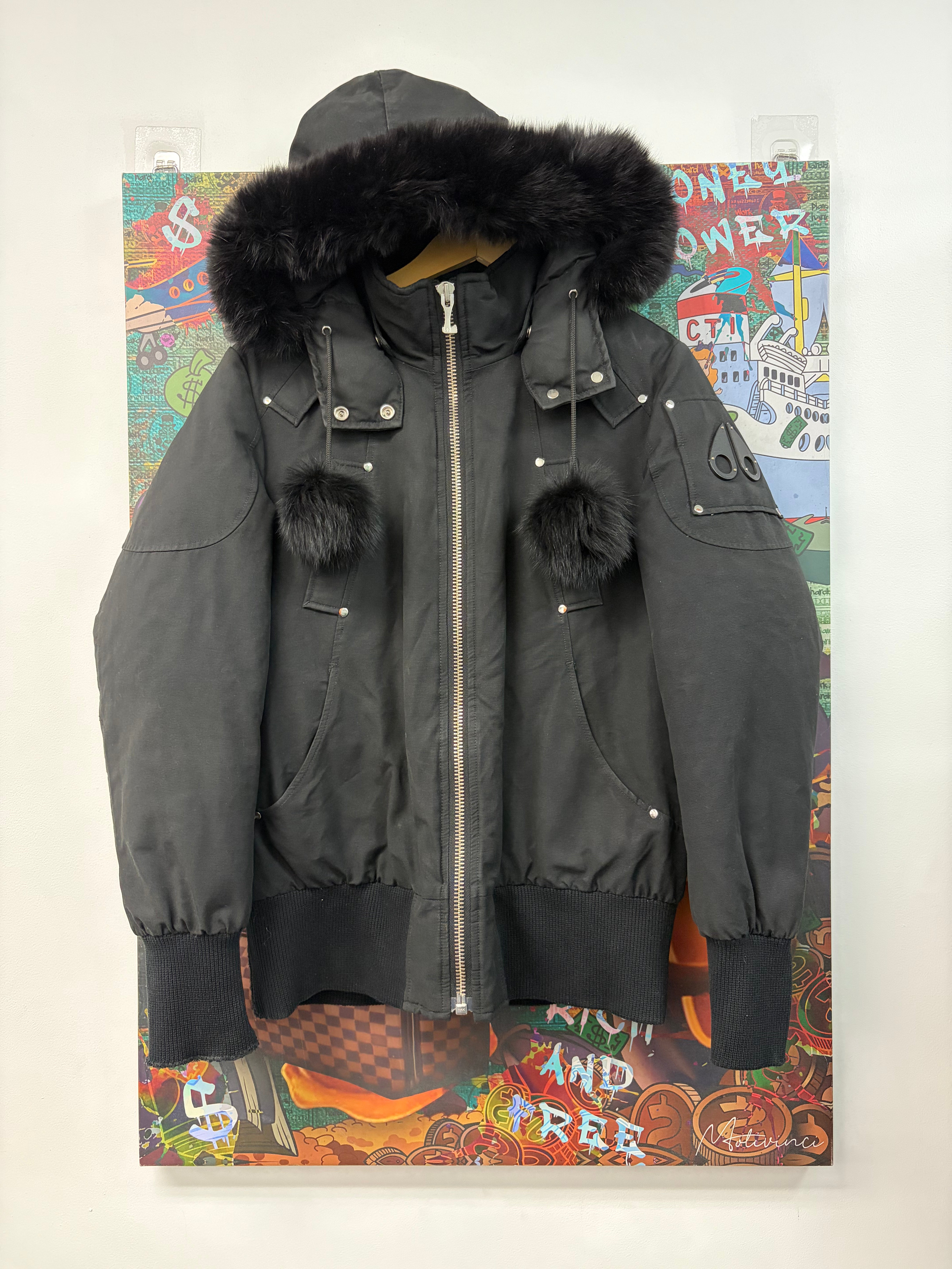 Moose Knuckles Fur Black Women's Bomber Jacket