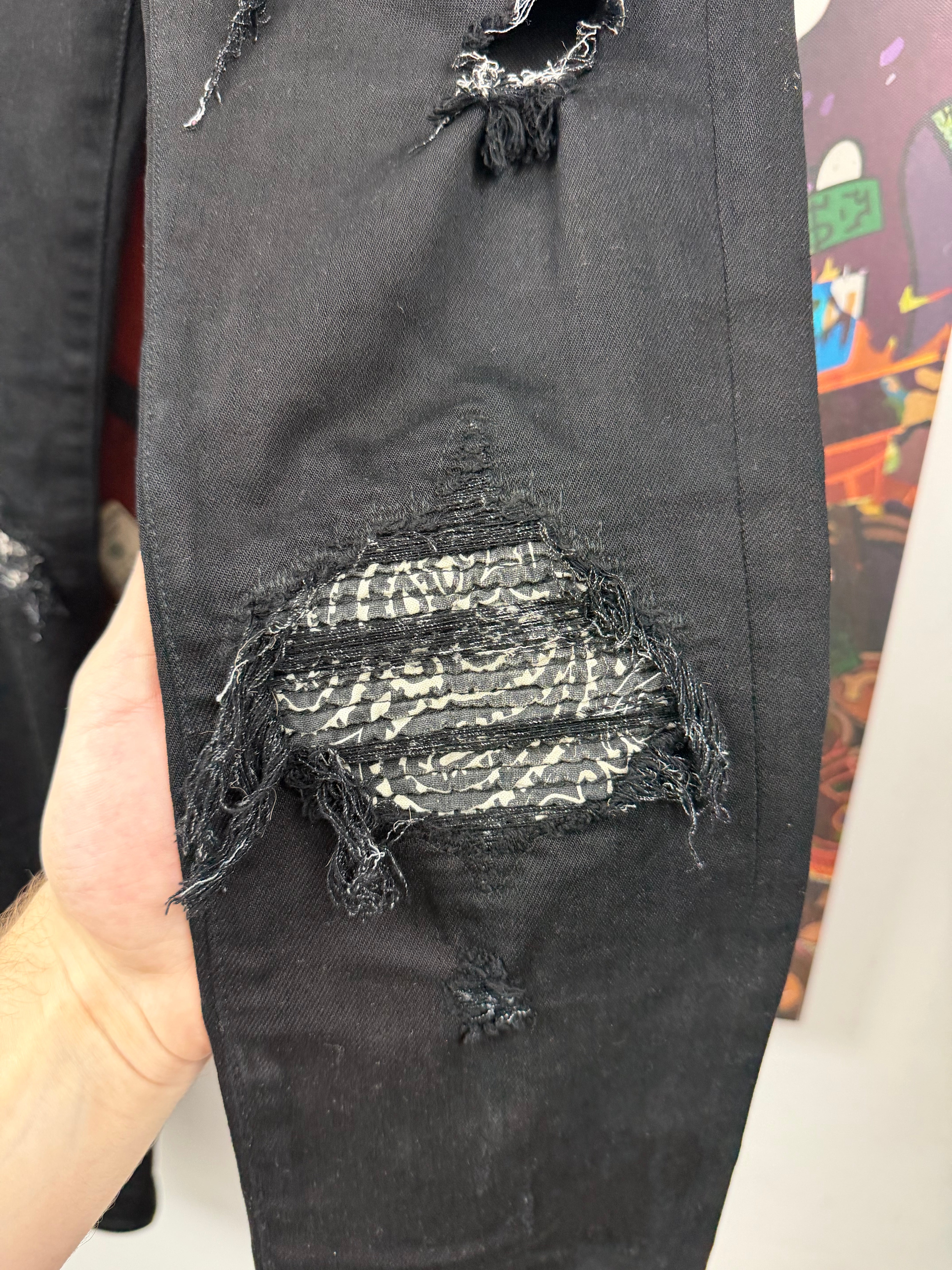 Amiri MX1 Black Bandana Patch Jeans
