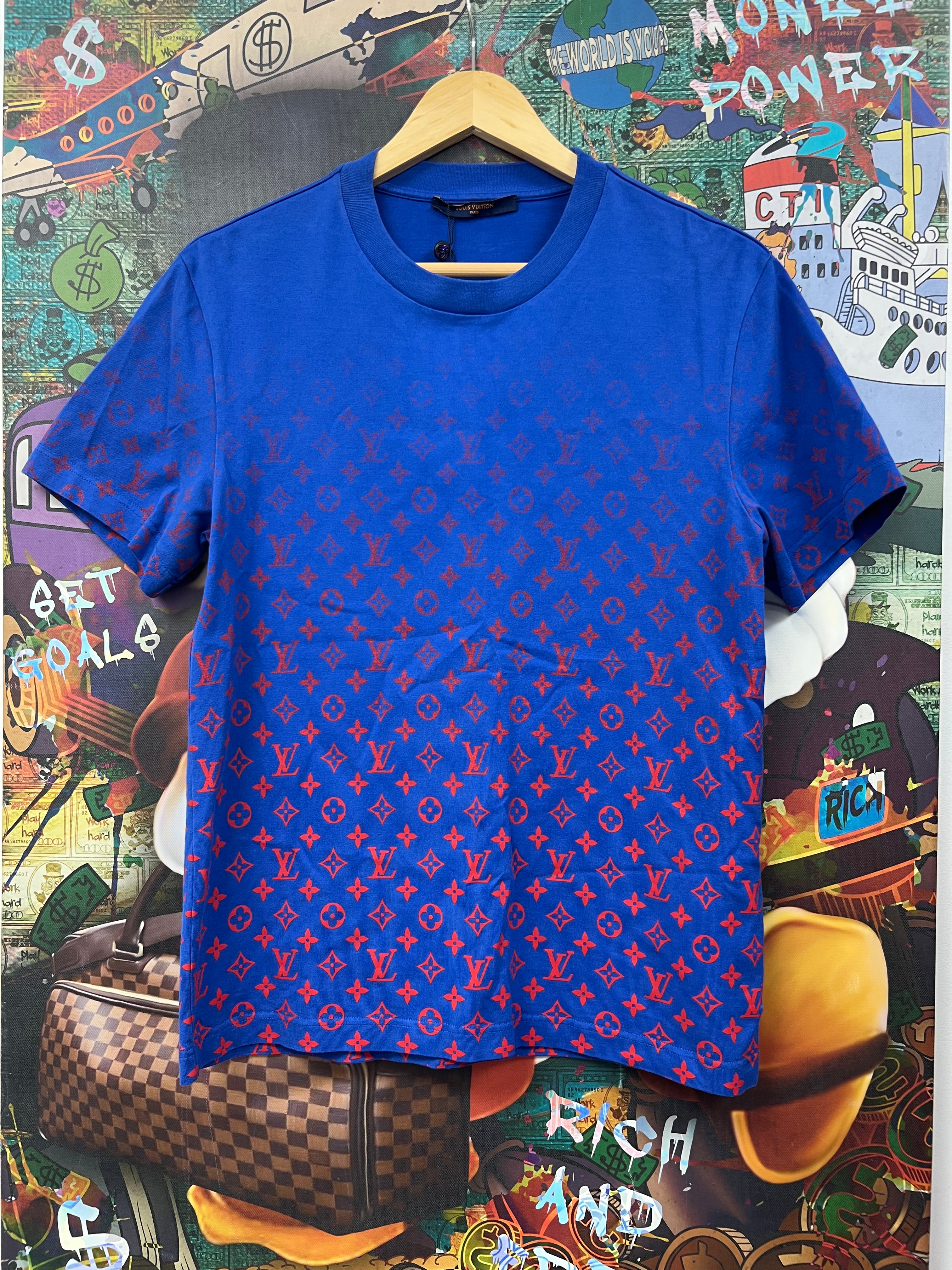 Louis Vuitton Blue Red Monogram Tee