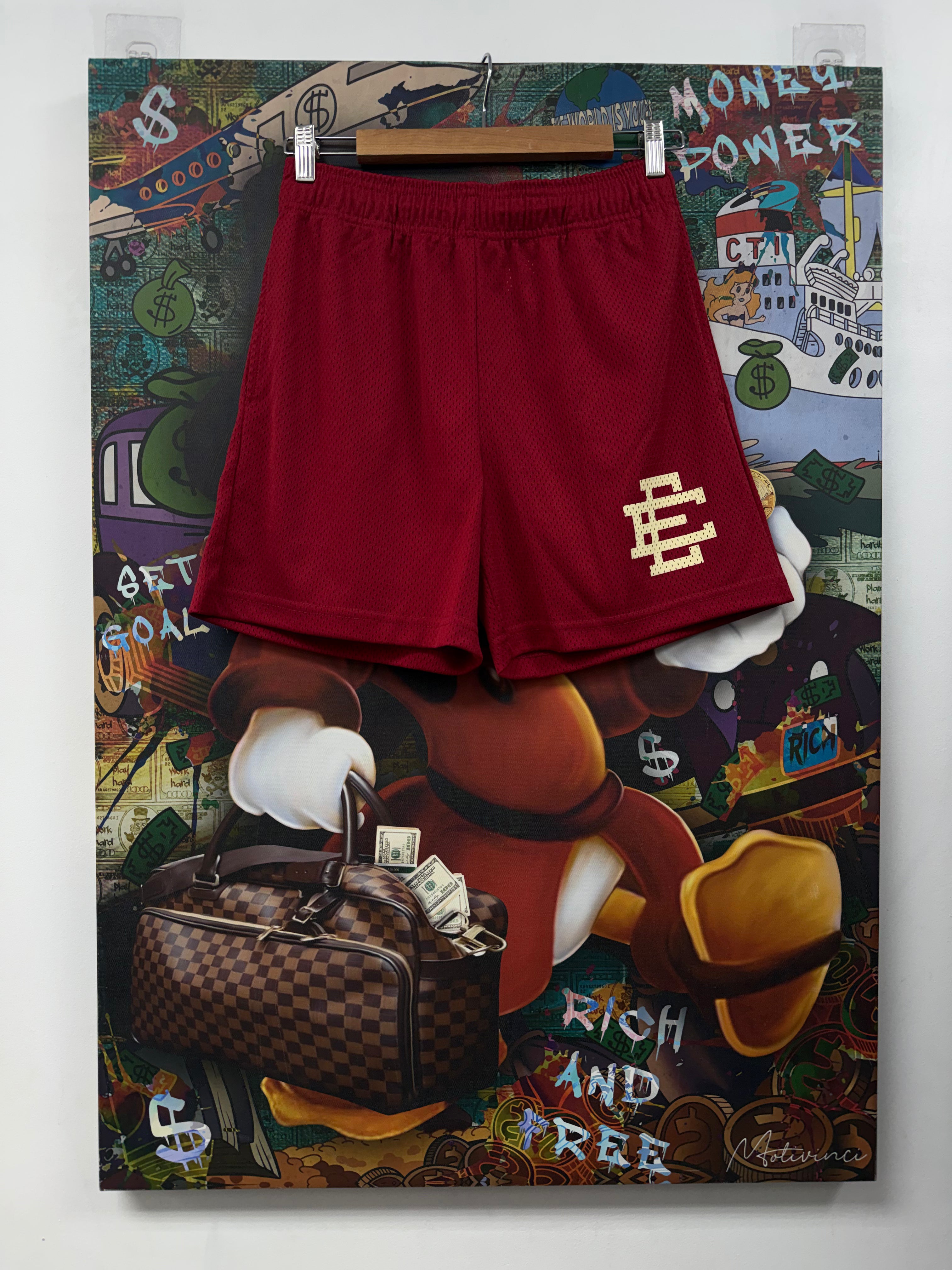 Eric Emanuel Red Cream Shorts