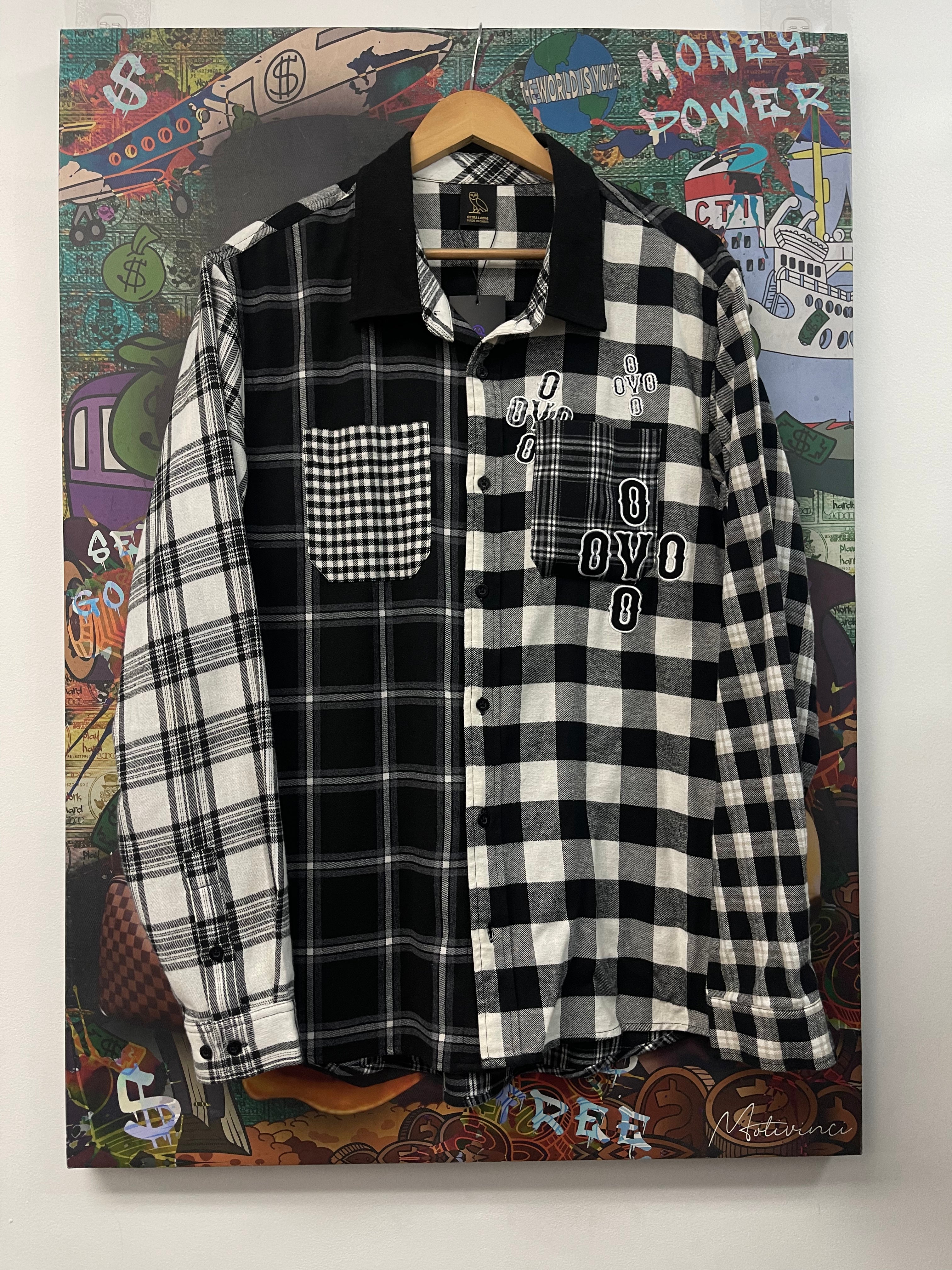 OVO Grey Black Plaid Flannel